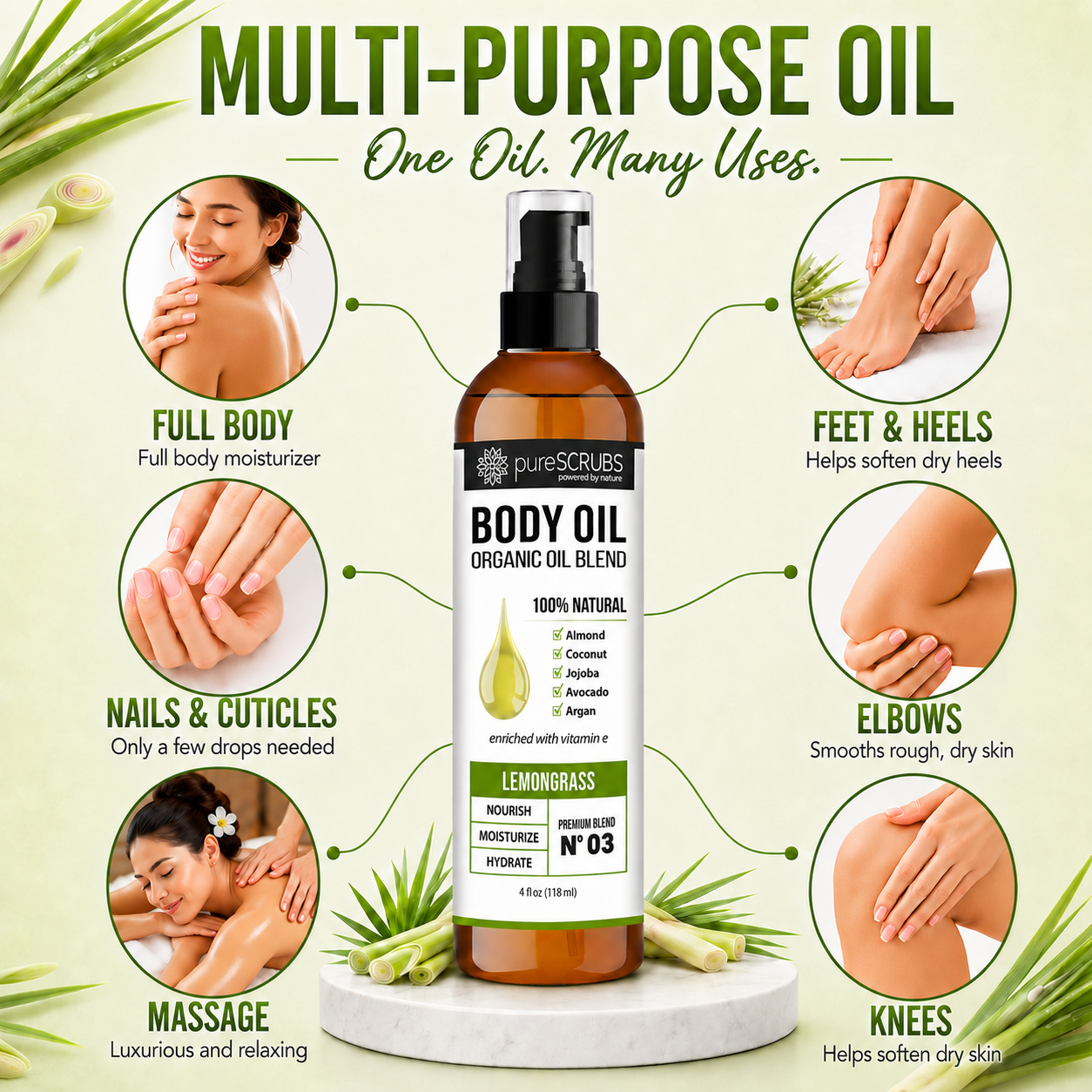 Lemongrass Body Oil / Ultra Moisturizing / Premium Blend #03