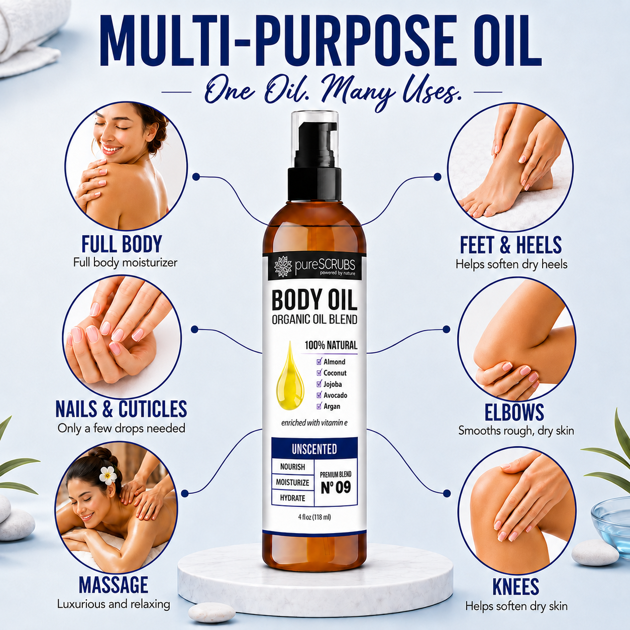 Unscented Body Oil / Ultra Moisturizing / Premium Blend #09
