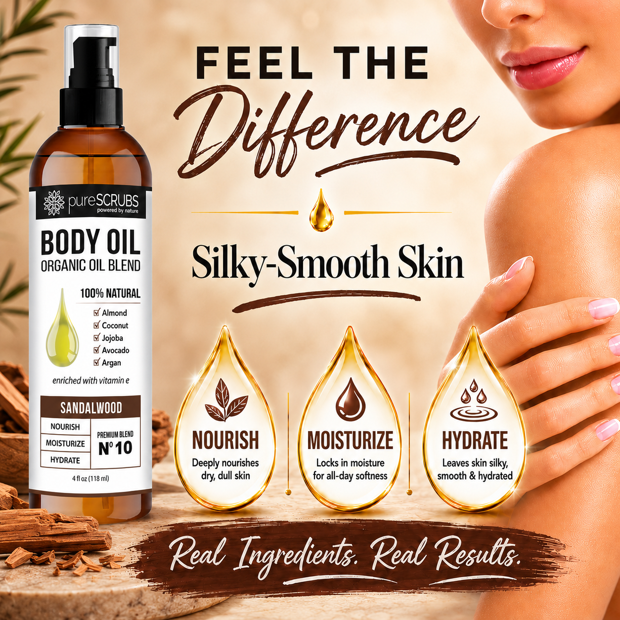 Sandalwood Body Oil / Ultra Moisturizing / Premium Blend #10