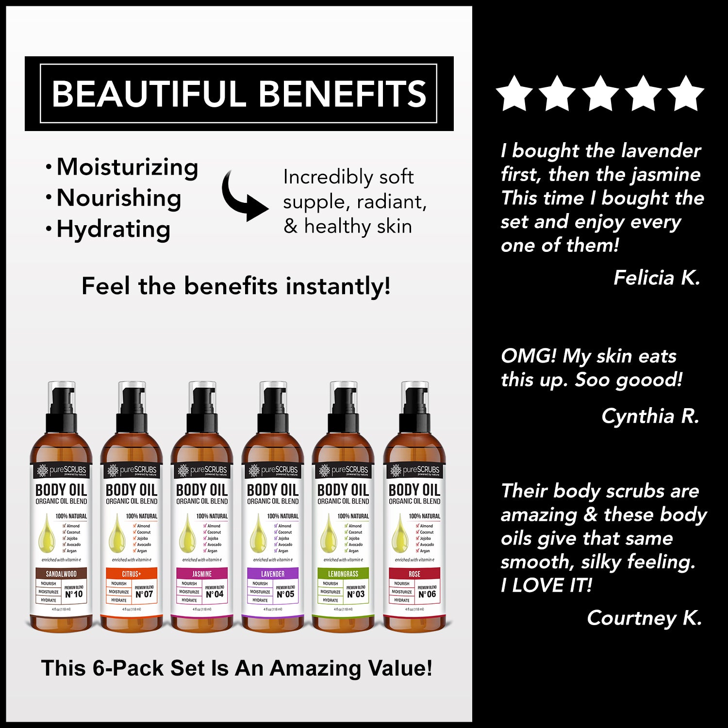 Ultra Moisturizing Body Oils / Six Set Variety Value Pack