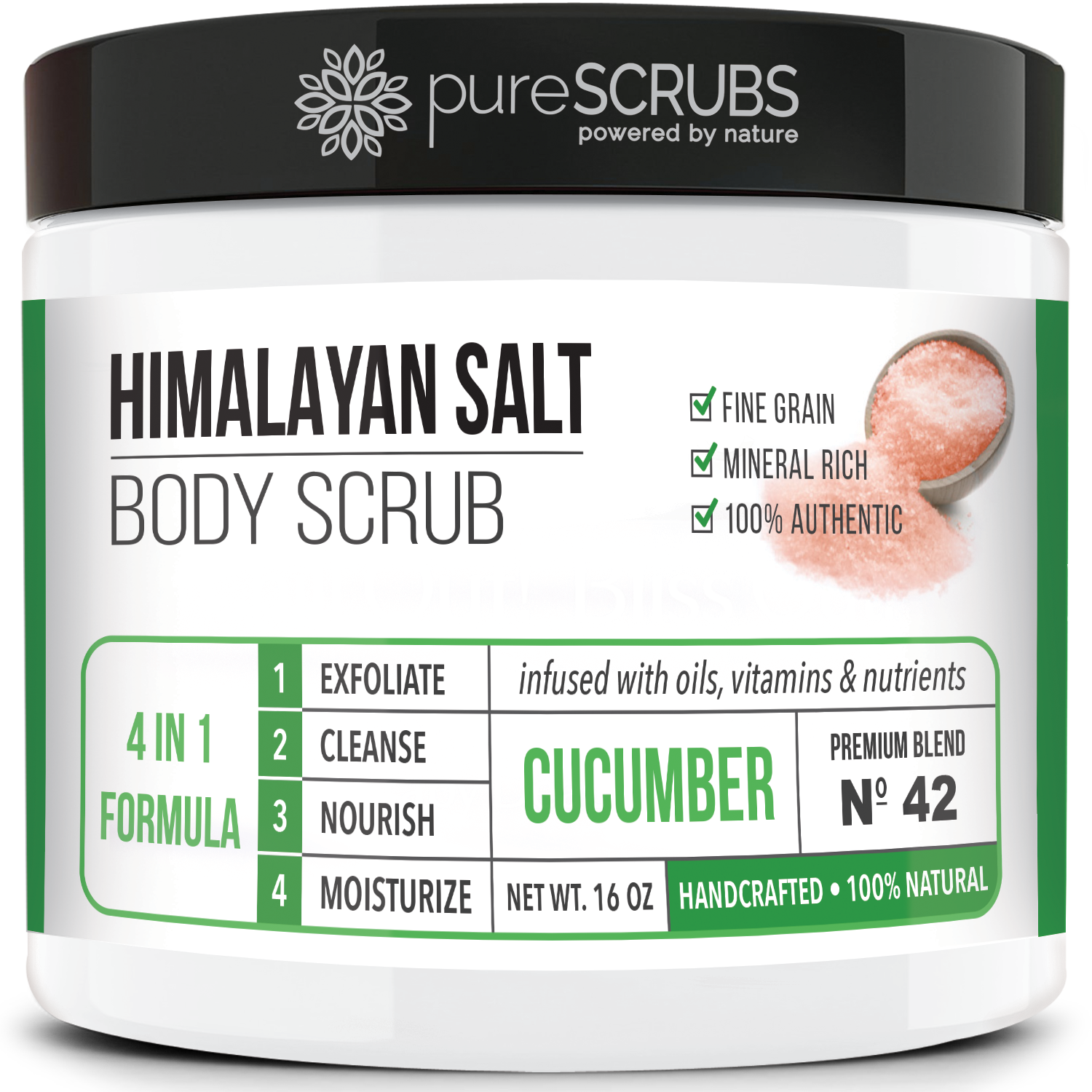 Cucumber Body Scrub / Pink Himalayan Salt / Premium Blend #42