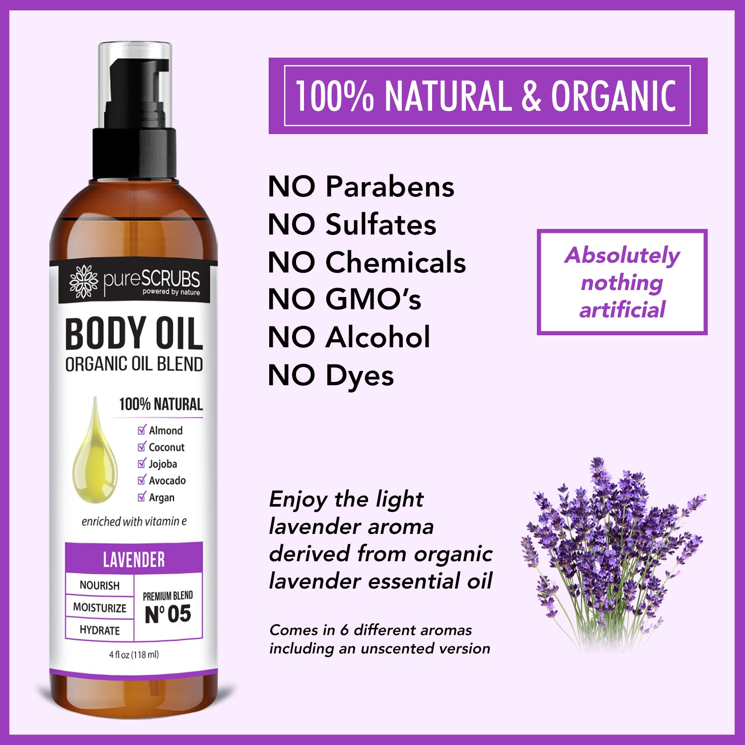 Lavender Body Oil / Ultra Moisturizing / Premium Blend #02