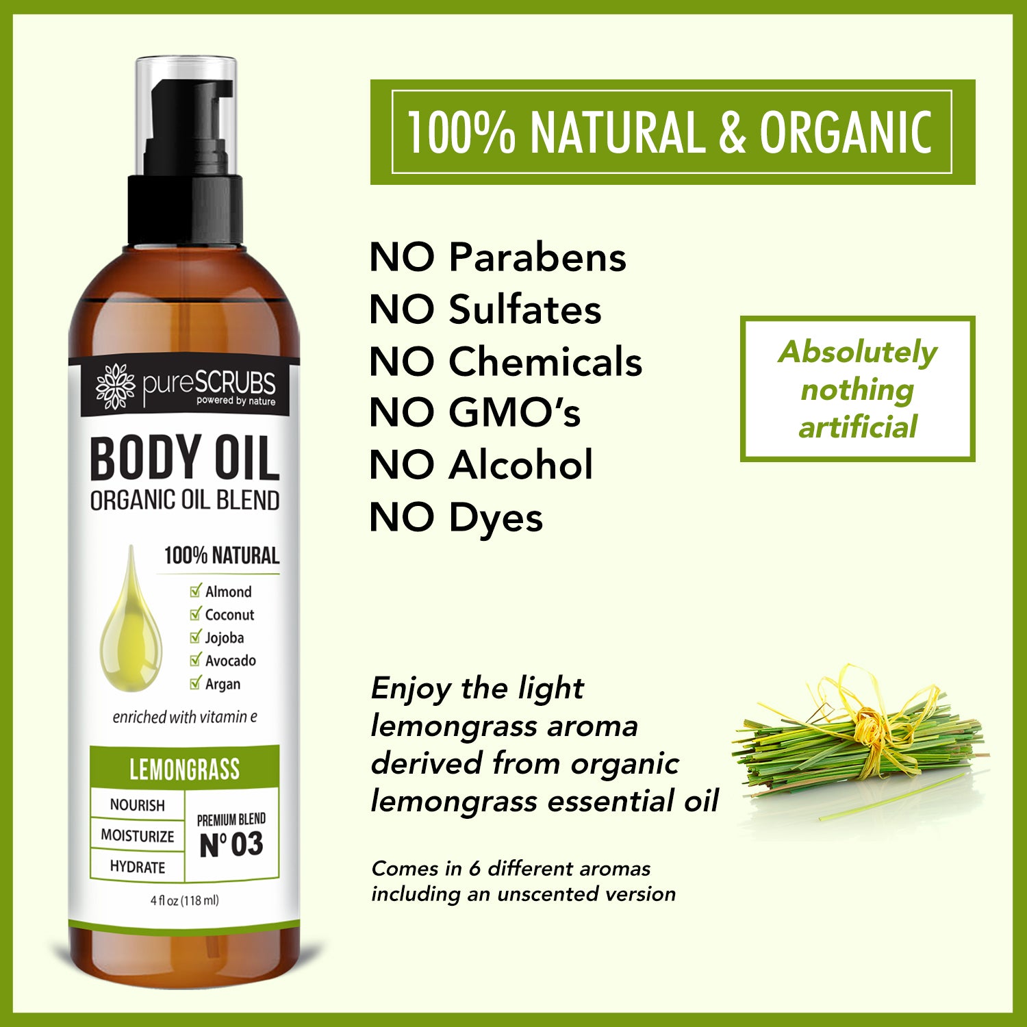 Lemongrass Body Oil / Ultra Moisturizing / Premium Blend #03