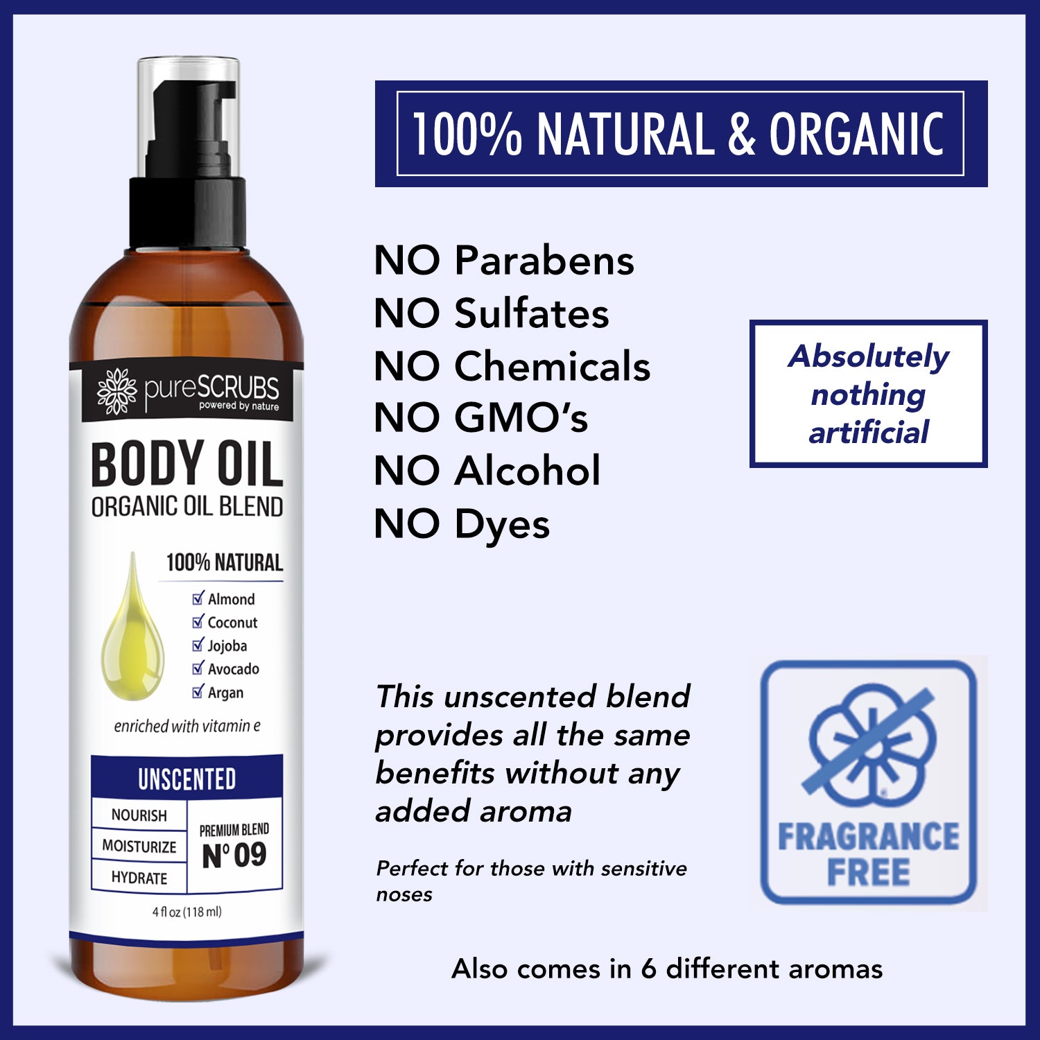 Unscented Body Oil / Ultra Moisturizing / Premium Blend #09