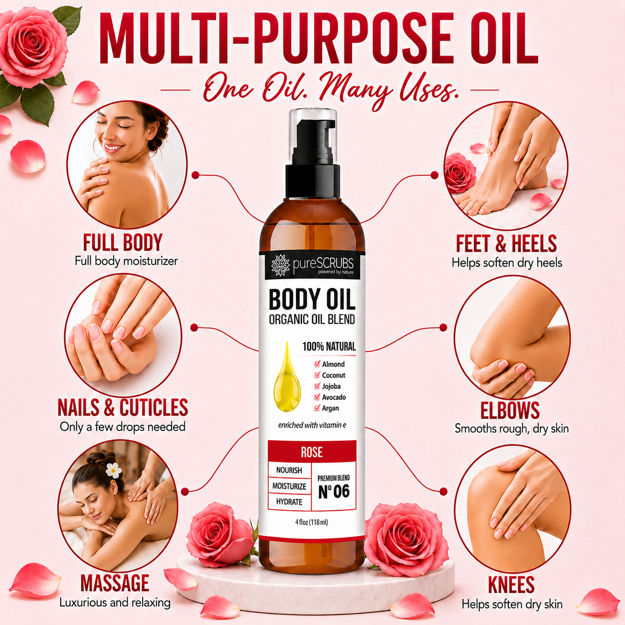 Rose Body Oil / Ultra Moisturizing / Premium Blend #06