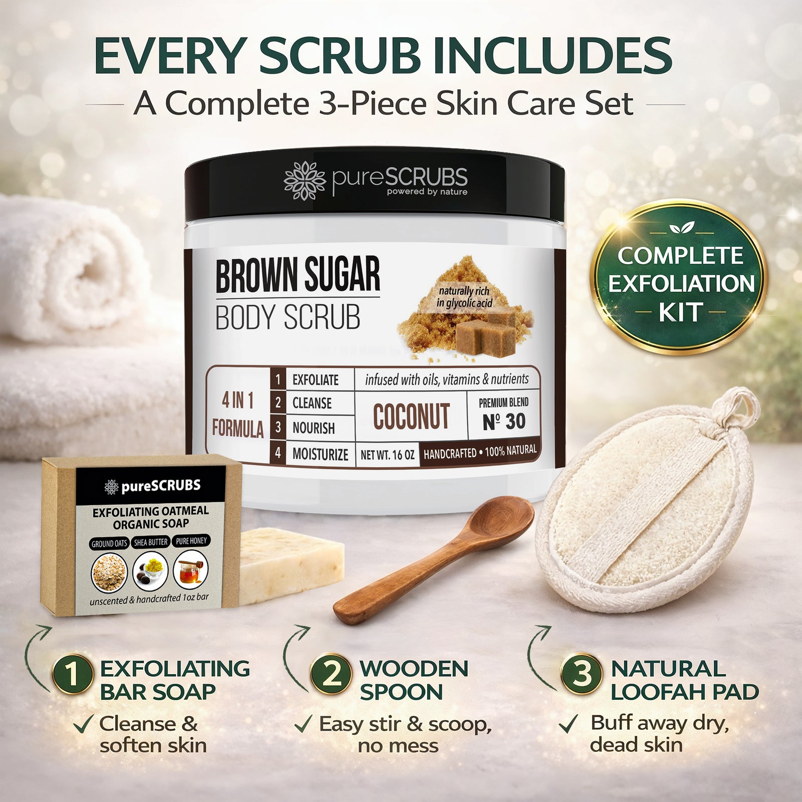 Coconut Body Scrub / Brown Sugar / Premium Blend #30