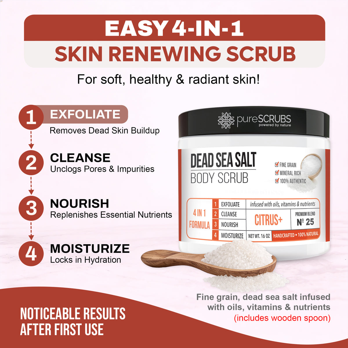 Citrus+ Body Scrub - Dead Sea Salt - Premium Blend #25