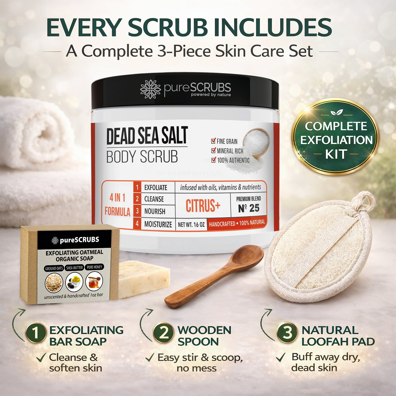 Citrus+ Body Scrub - Dead Sea Salt - Premium Blend #25