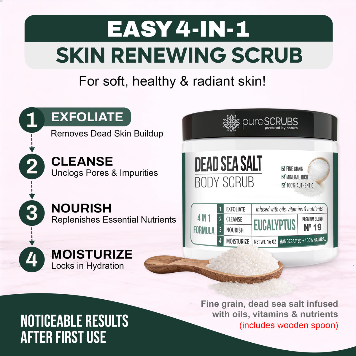 Eucalyptus Body Scrub / Dead Sea Salt / Premium Blend #19