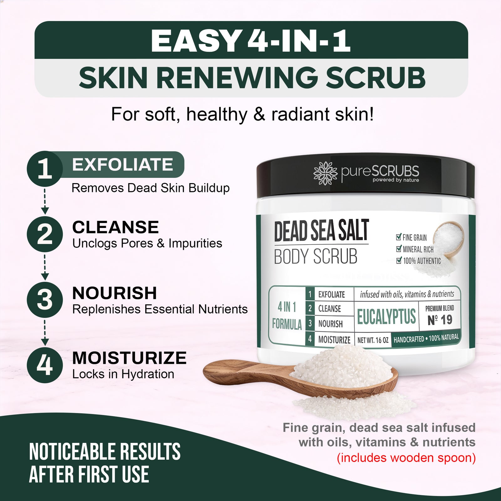 Eucalyptus Body Scrub / Dead Sea Salt / Premium Blend #19