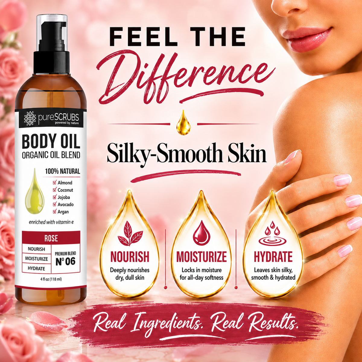 Rose Body Oil / Ultra Moisturizing / Premium Blend #06