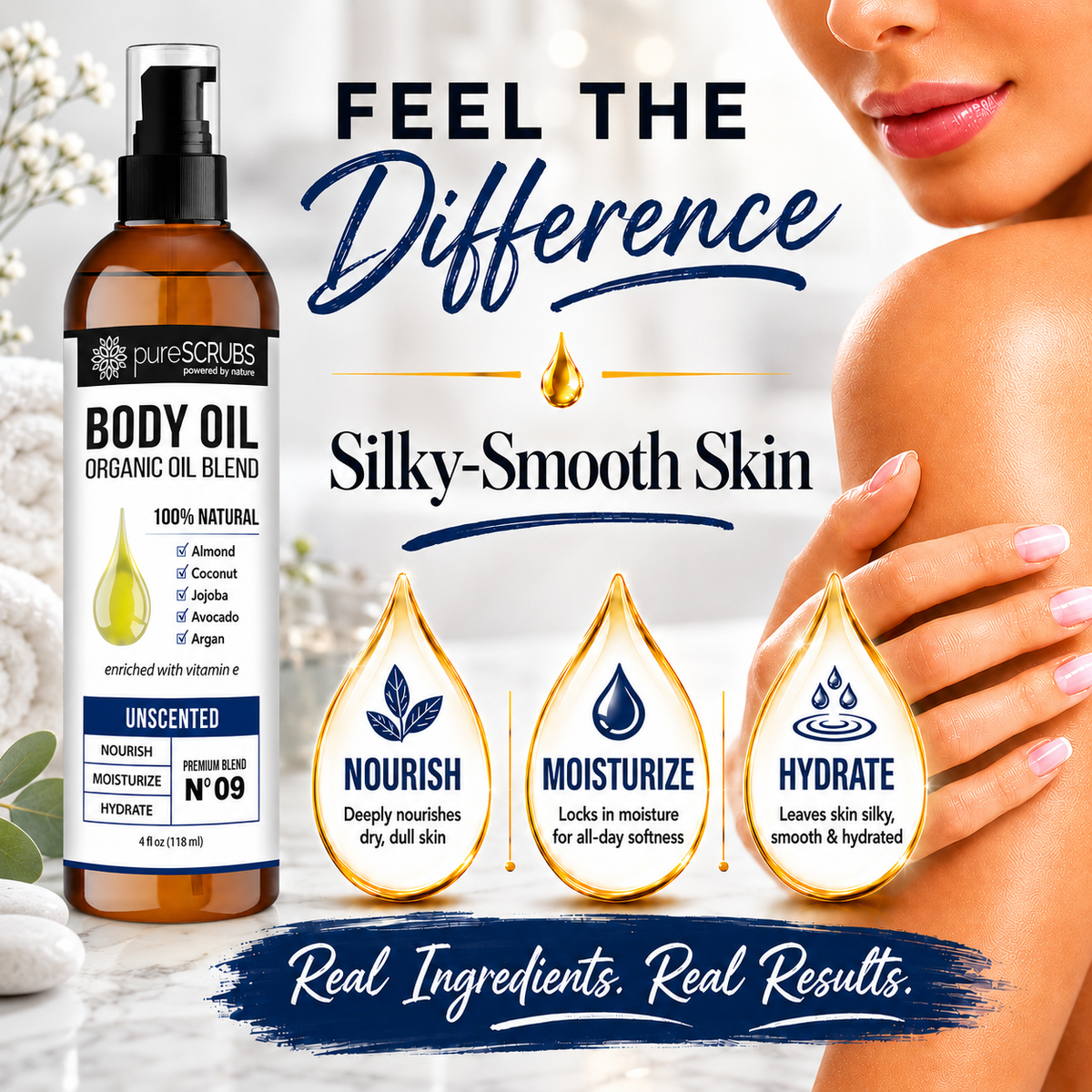 Unscented Body Oil / Ultra Moisturizing / Premium Blend #09