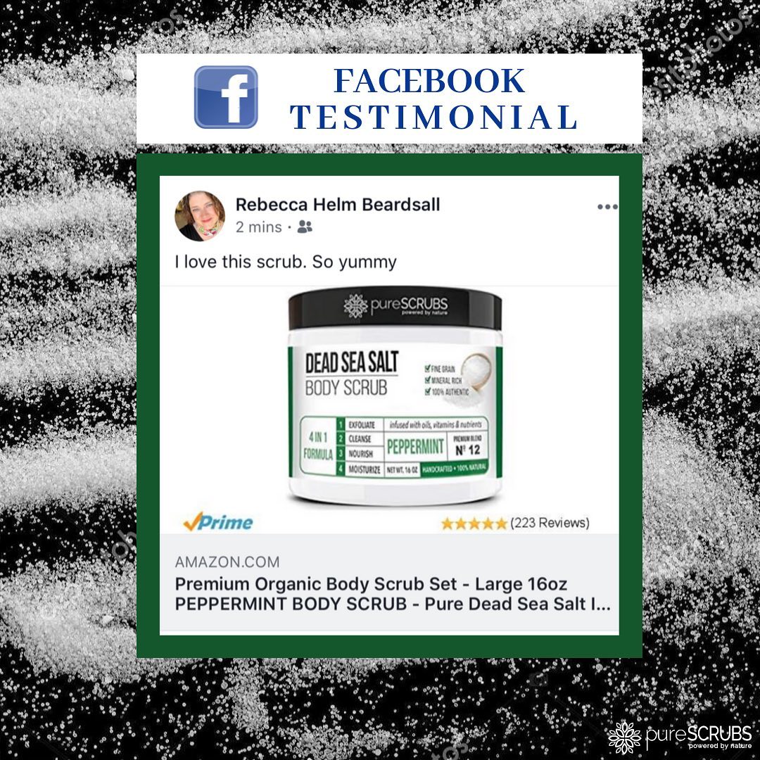 pureSCRUBS Dead Sea Salt Peppermint Scrub Review "by Rebecca Helm Beardsall - I love this scrub. So yummy"