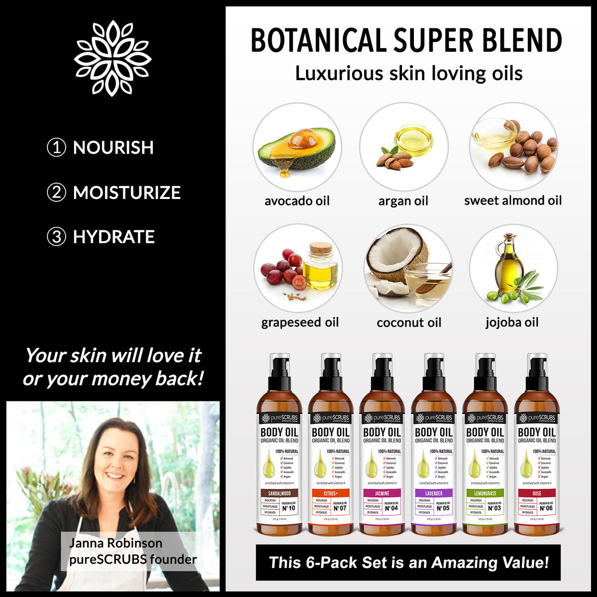 Ultra Moisturizing Body Oils / Six Set Variety Value Pack