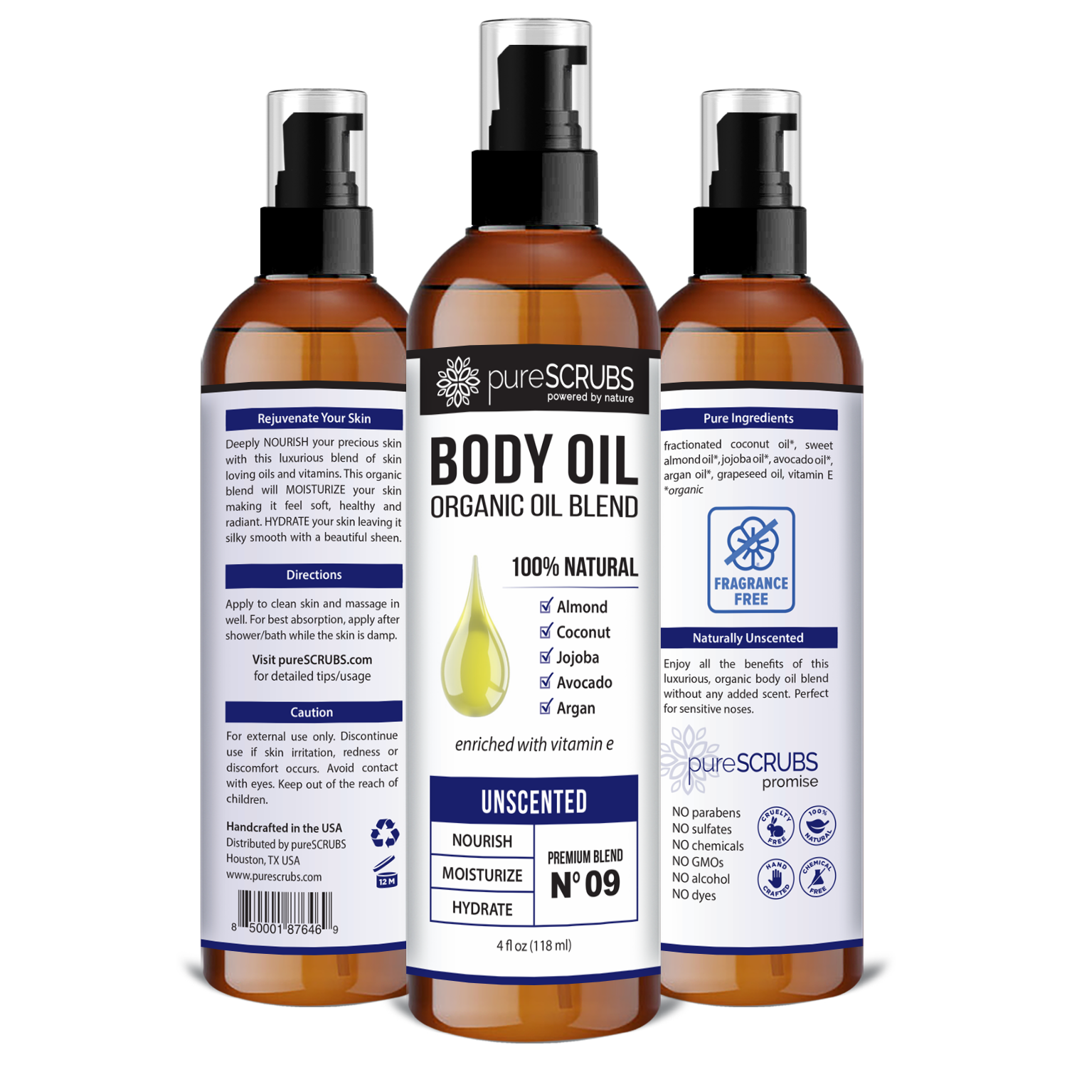 Unscented Body Oil / Ultra Moisturizing / Premium Blend #09