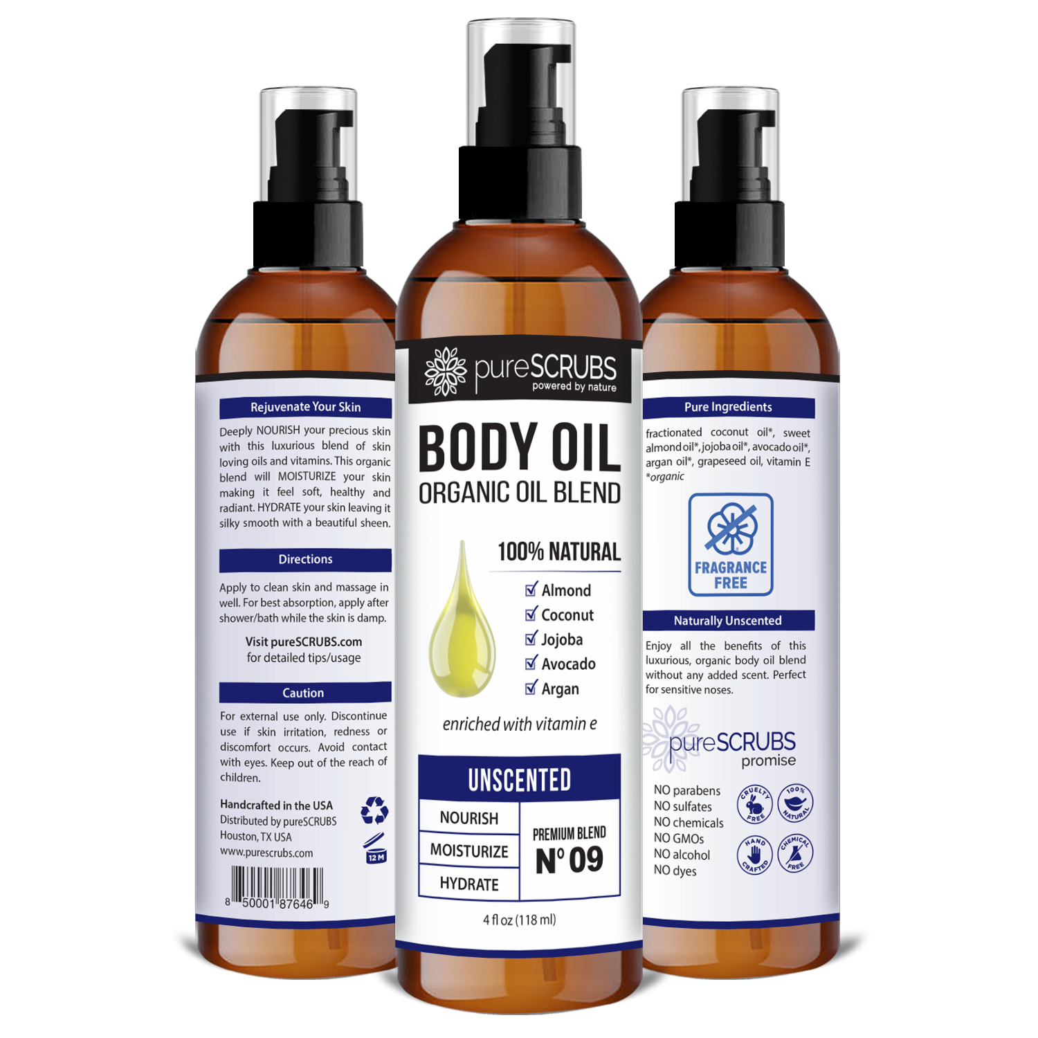 Unscented Body Oil / Ultra Moisturizing / Premium Blend #09 by