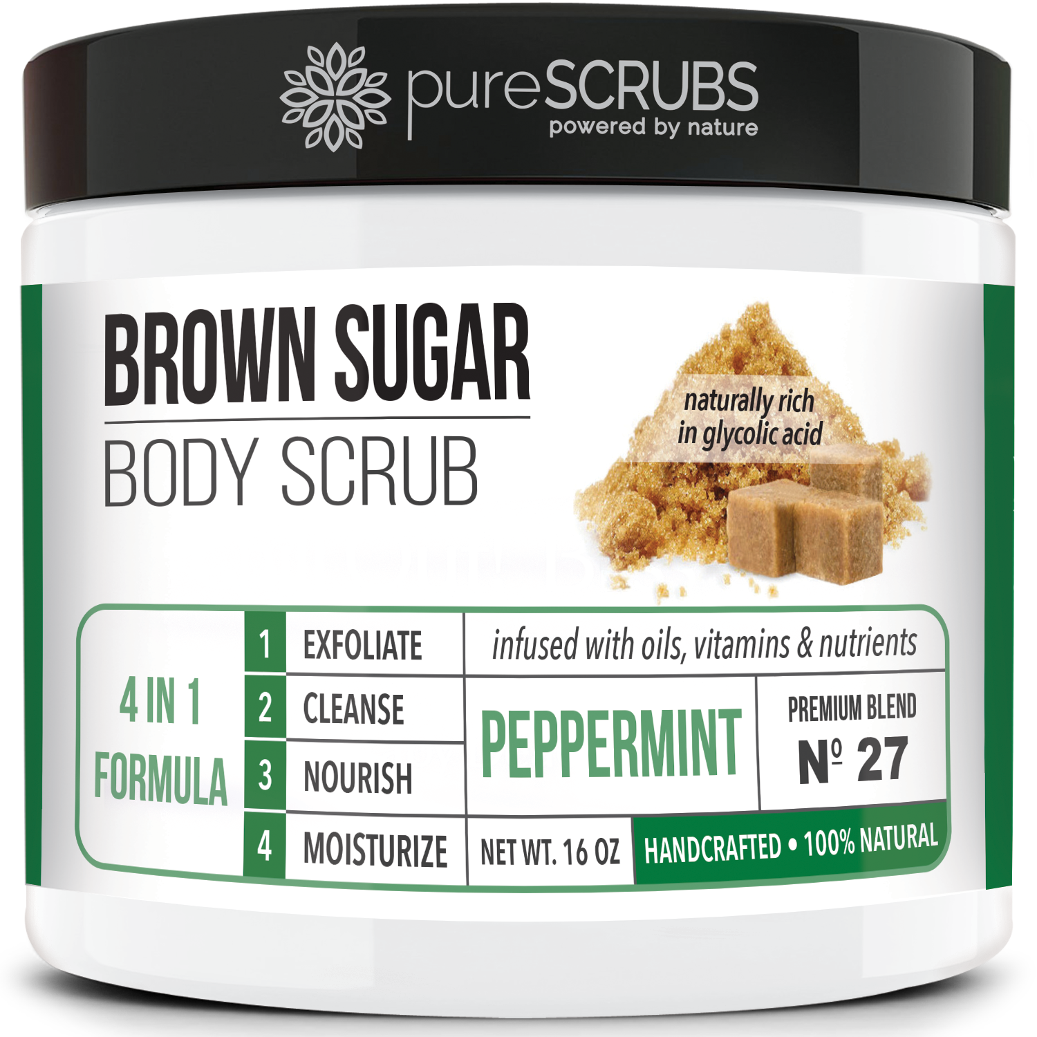 Peppermint Body Scrub / Brown Sugar / Premium Blend #27