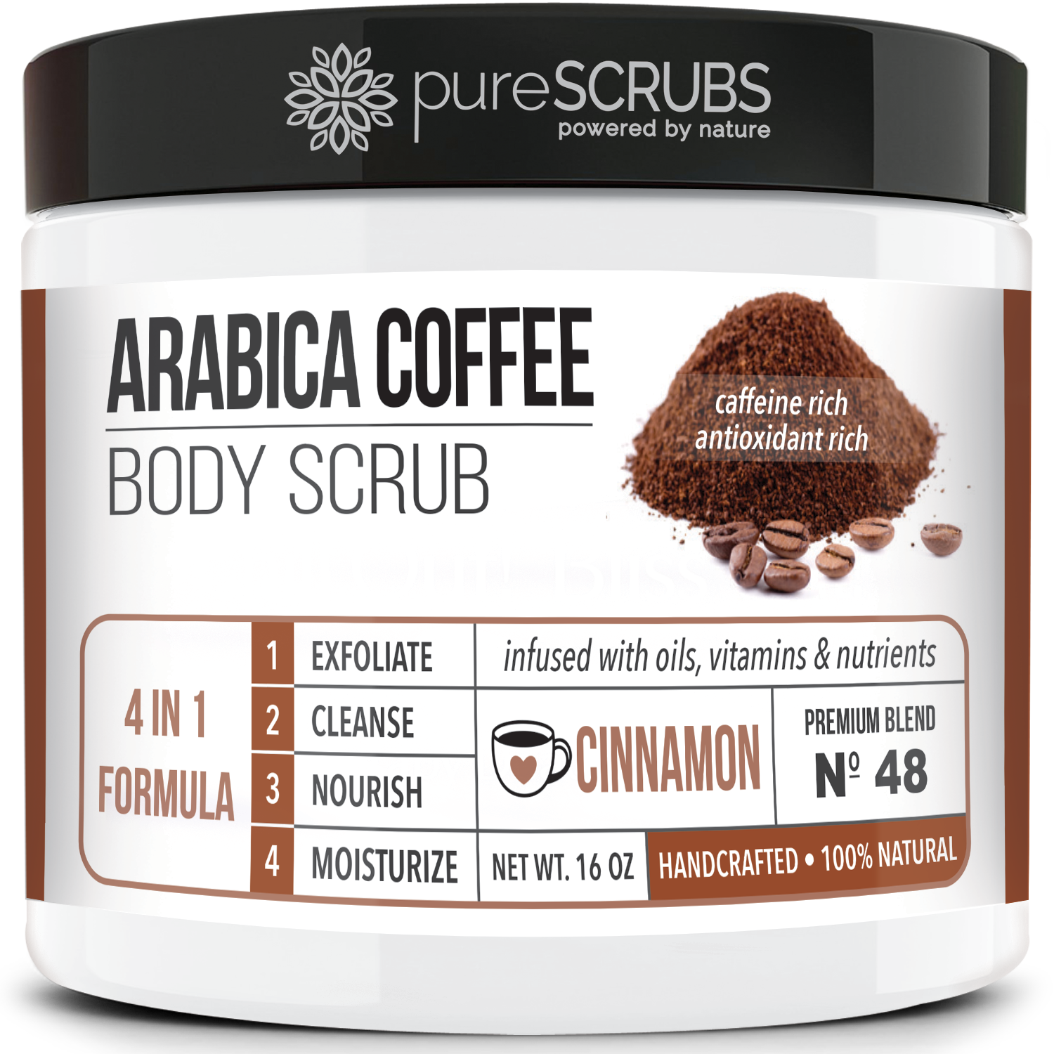 Cinnamon Body Scrub / Arabica Coffee / Premium Blend #48