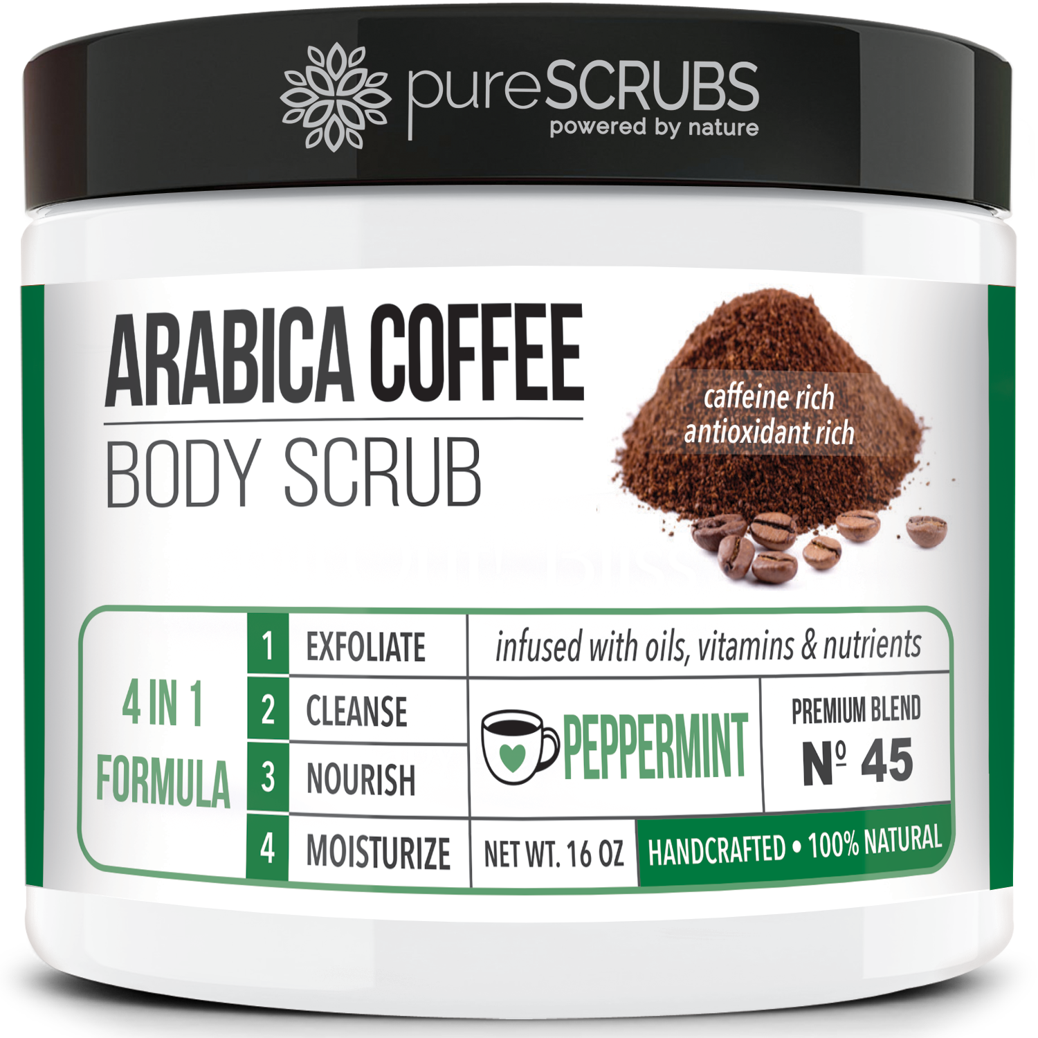 Peppermint Body Scrub / Arabica Coffee / Premium Blend #45