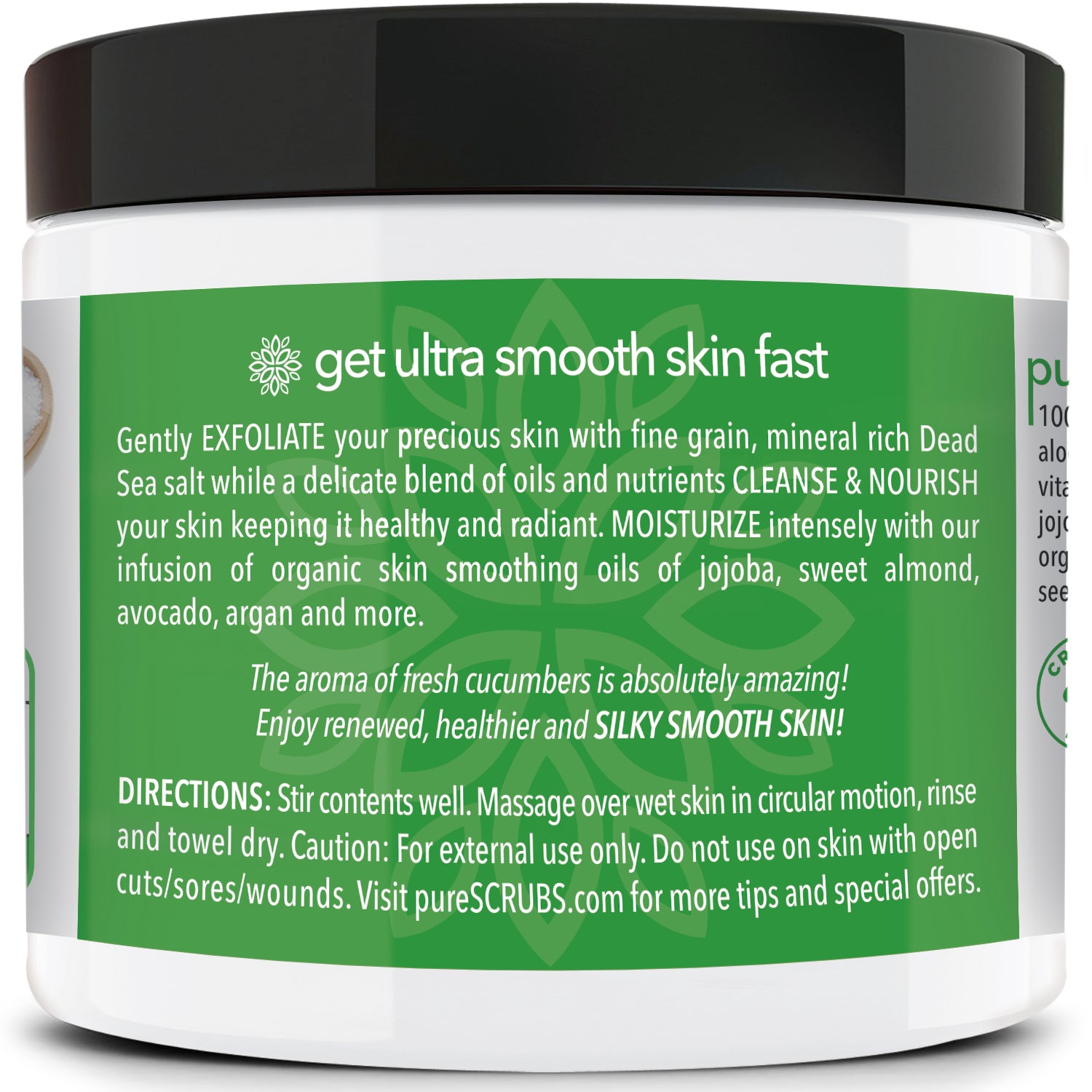 Cucumber Body Scrub / Dead Sea Salt / Premium Blend #22