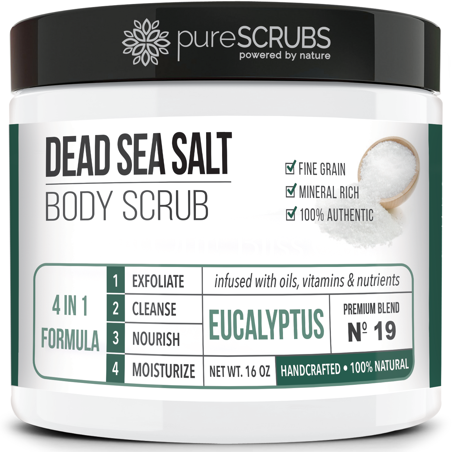 Eucalyptus Body Scrub / Dead Sea Salt / Premium Blend #19