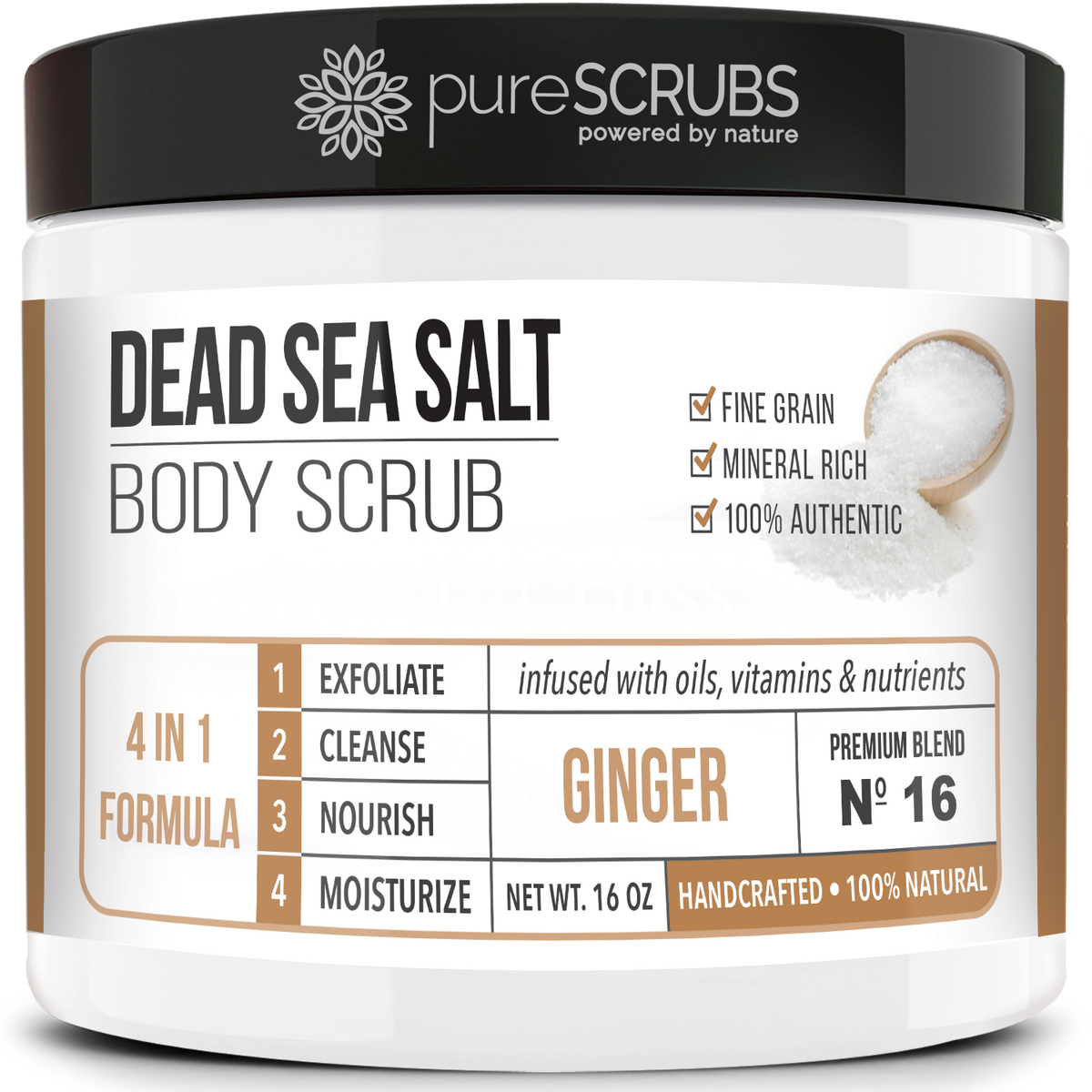 Ginger Body Scrub / Dead Sea Salt / Premium Blend #16