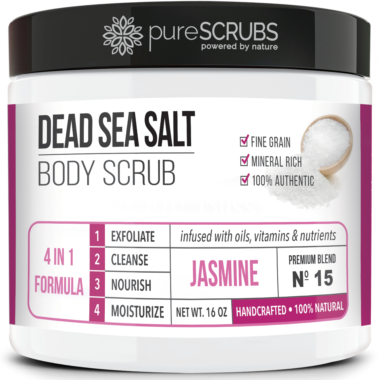 Jasmine Body Scrub / Dead Sea Salt / Premium Blend #15