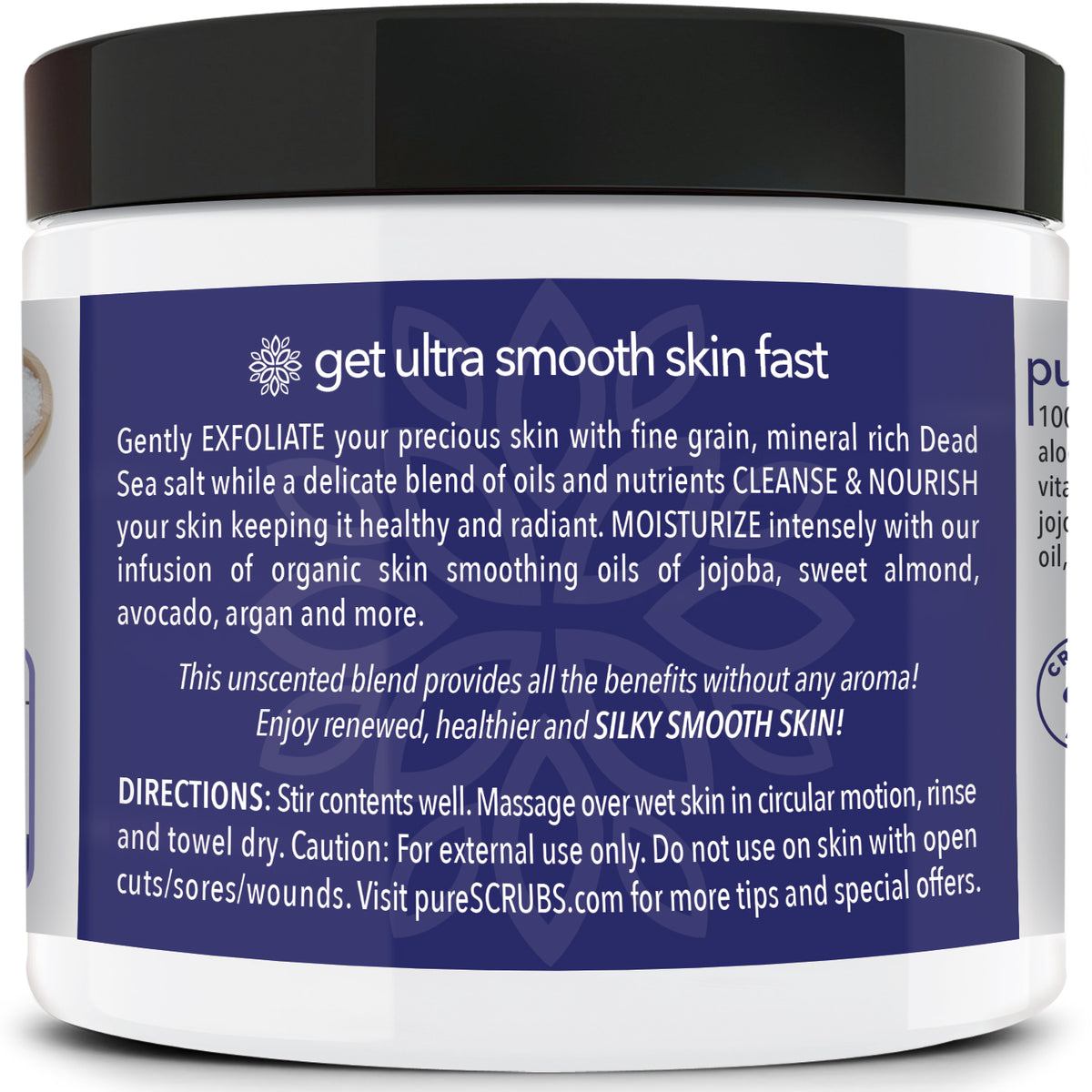 Unscented Body Scrub / Dead Sea Salt / Premium Blend #10