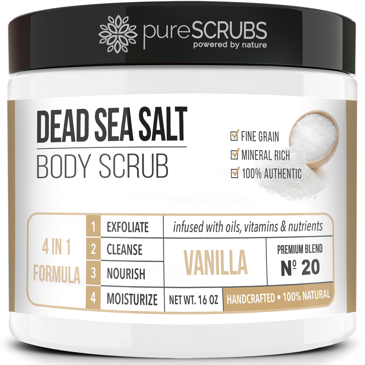 Vanilla Body Scrub / Dead Sea Salt / Premium Blend #20