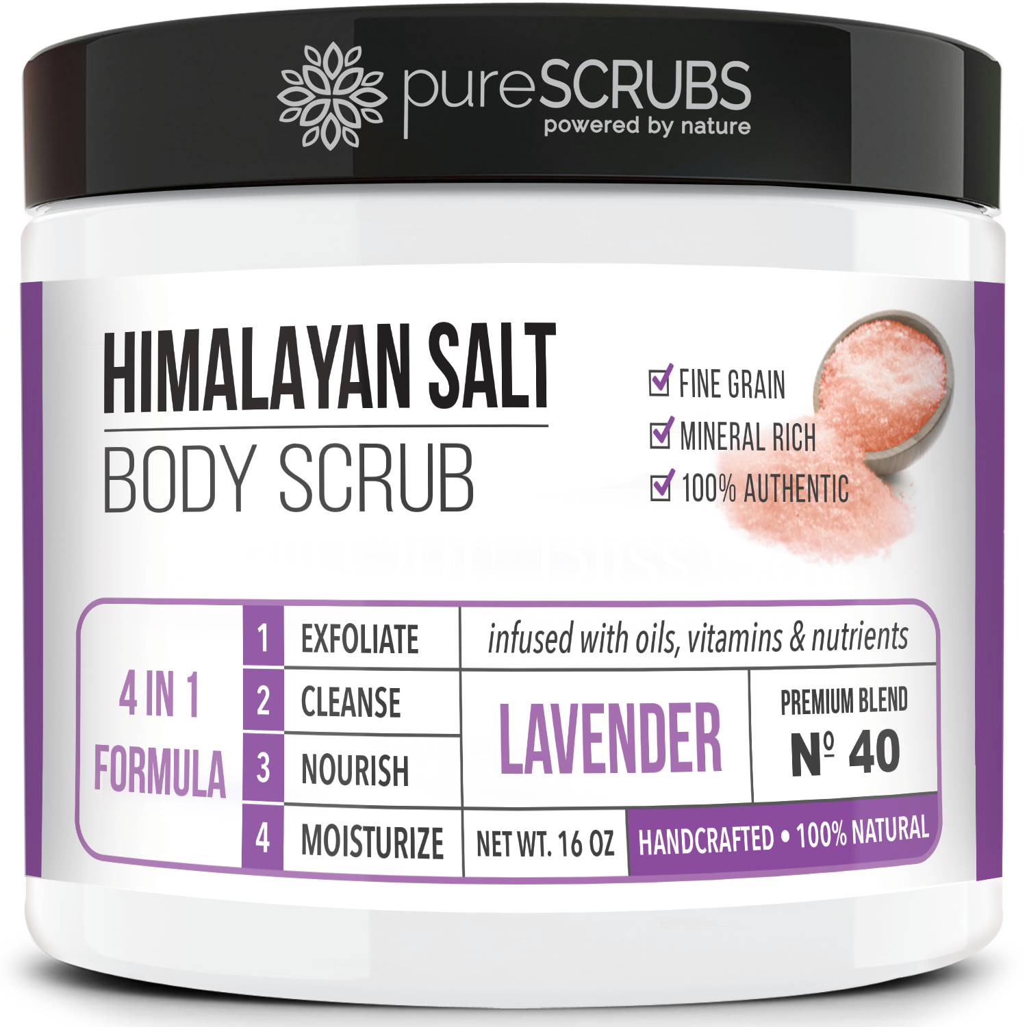 Lavender Body Scrub / Pink Himalayan Salt / Premium Blend #40