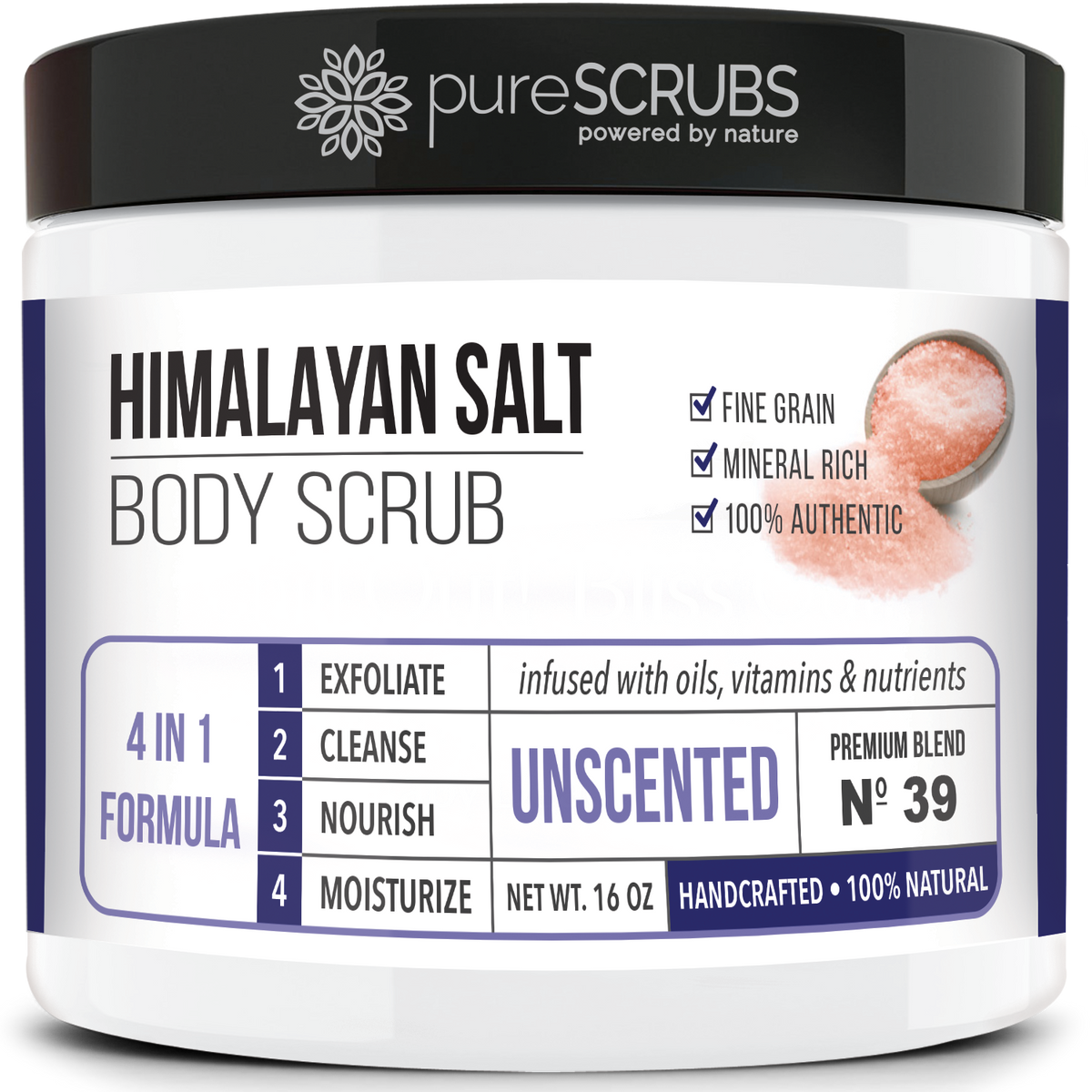Unscented Body Scrub / Pink Himalayan Salt / Premium Blend #39
