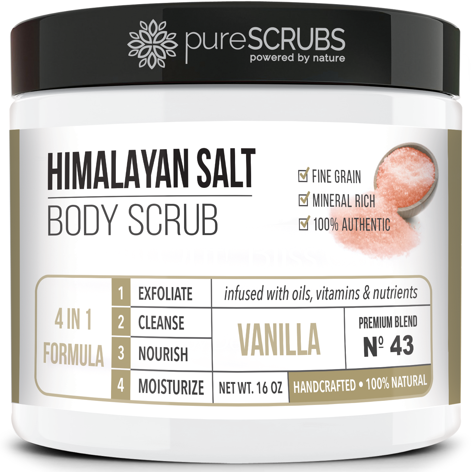Vanilla Body Scrub / Pink Himalayan Salt / Premium Blend #43
