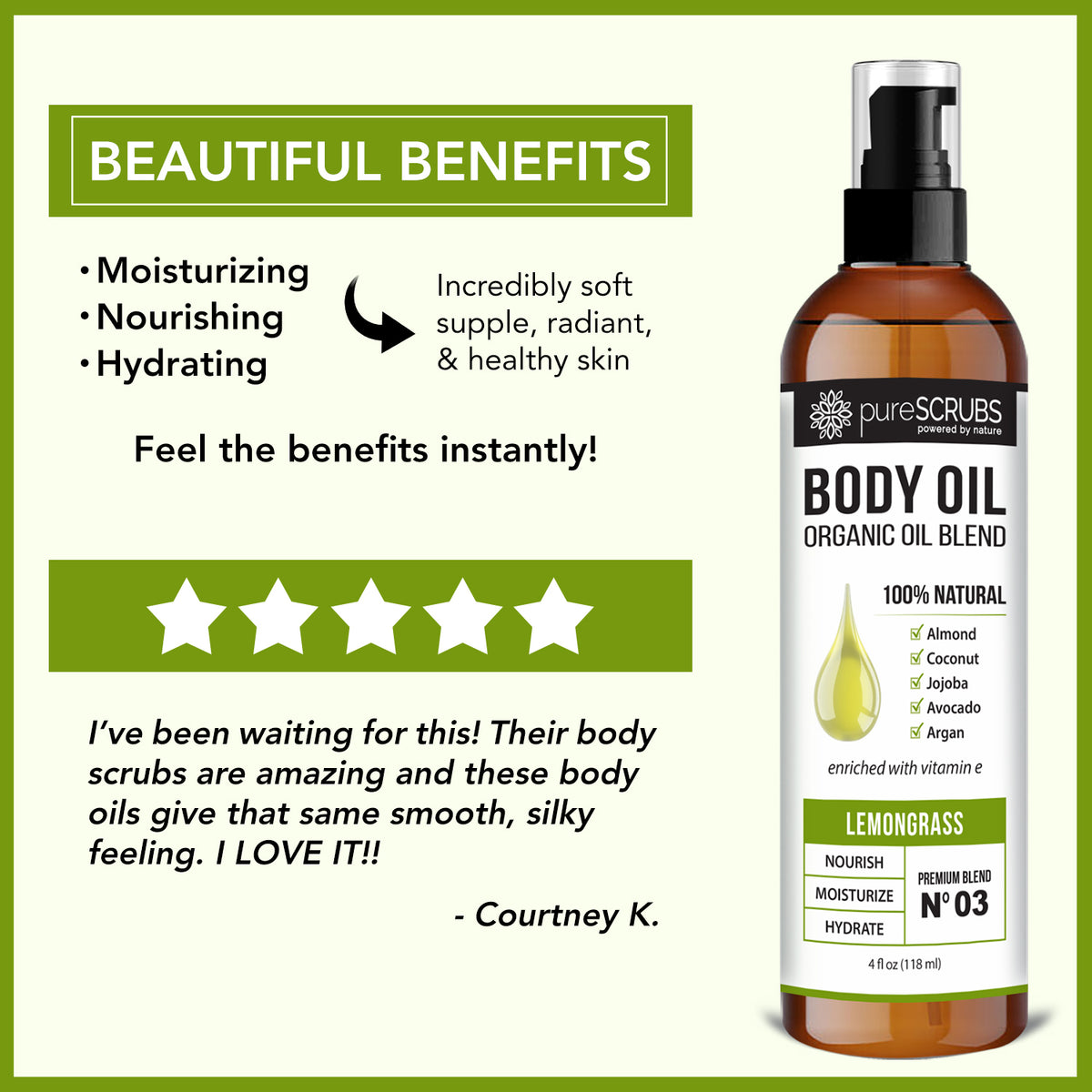 Lemongrass Body Oil / Ultra Moisturizing / Premium Blend #03