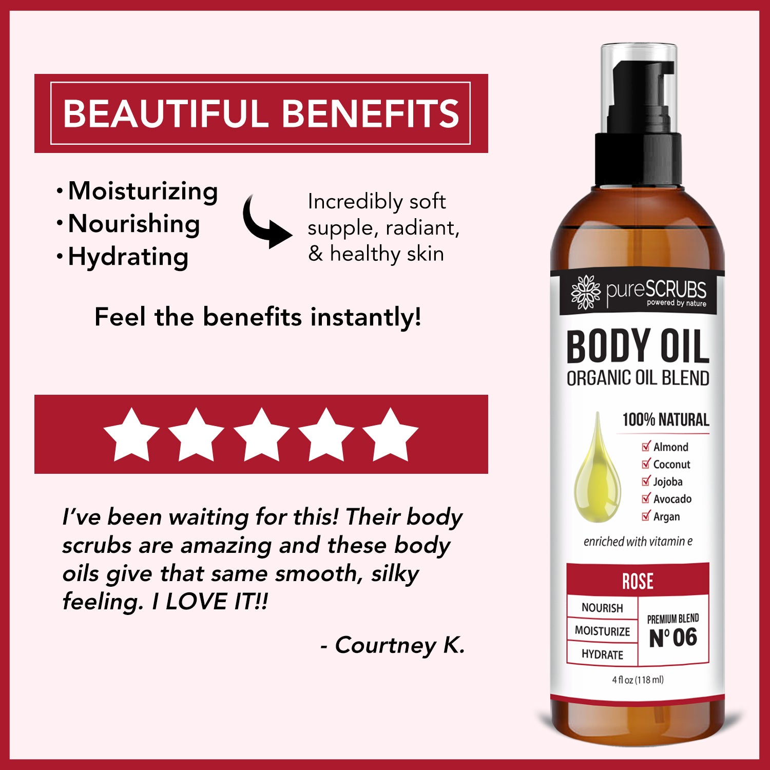 Rose Body Oil / Ultra Moisturizing / Premium Blend #06