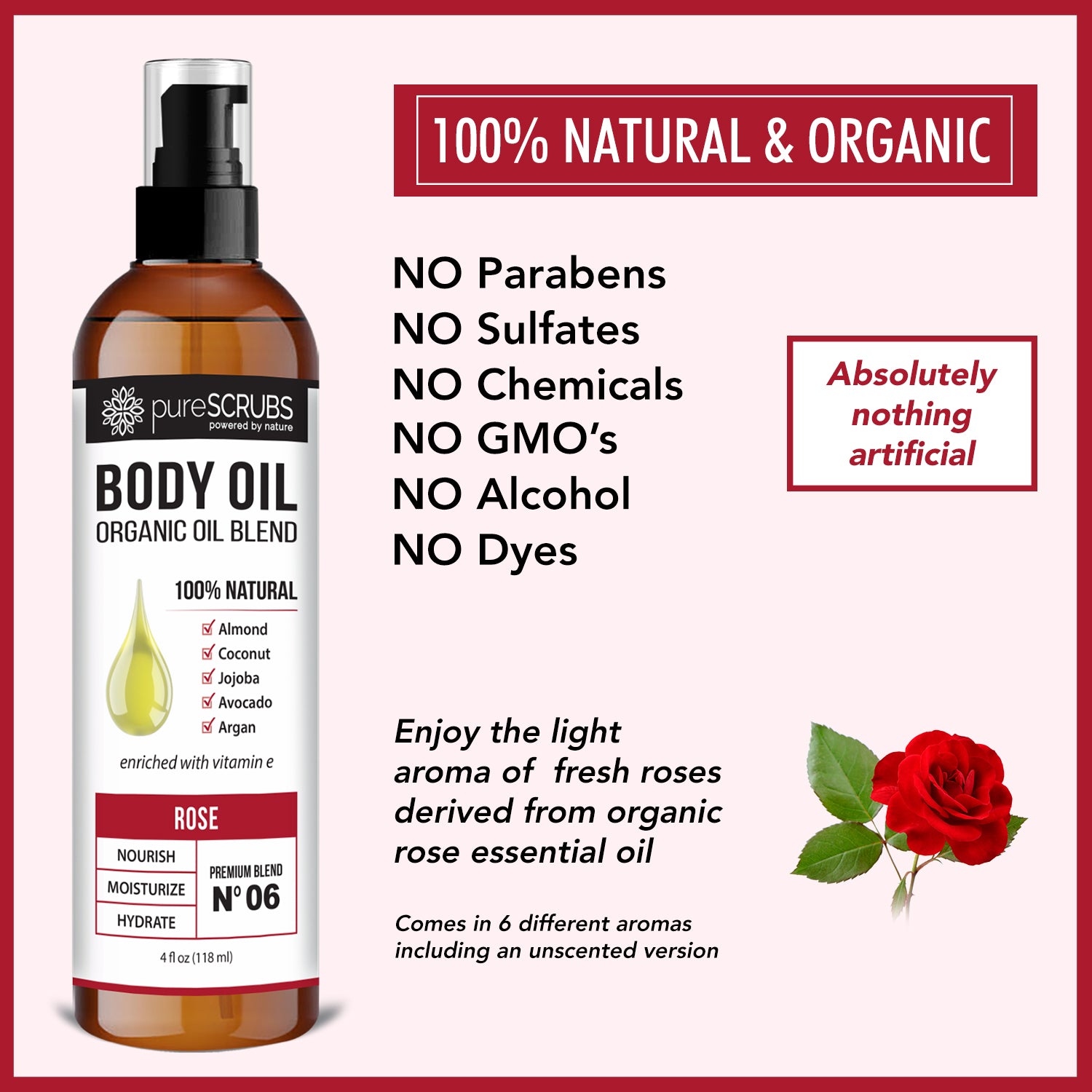 Rose Body Oil / Ultra Moisturizing / Premium Blend #06