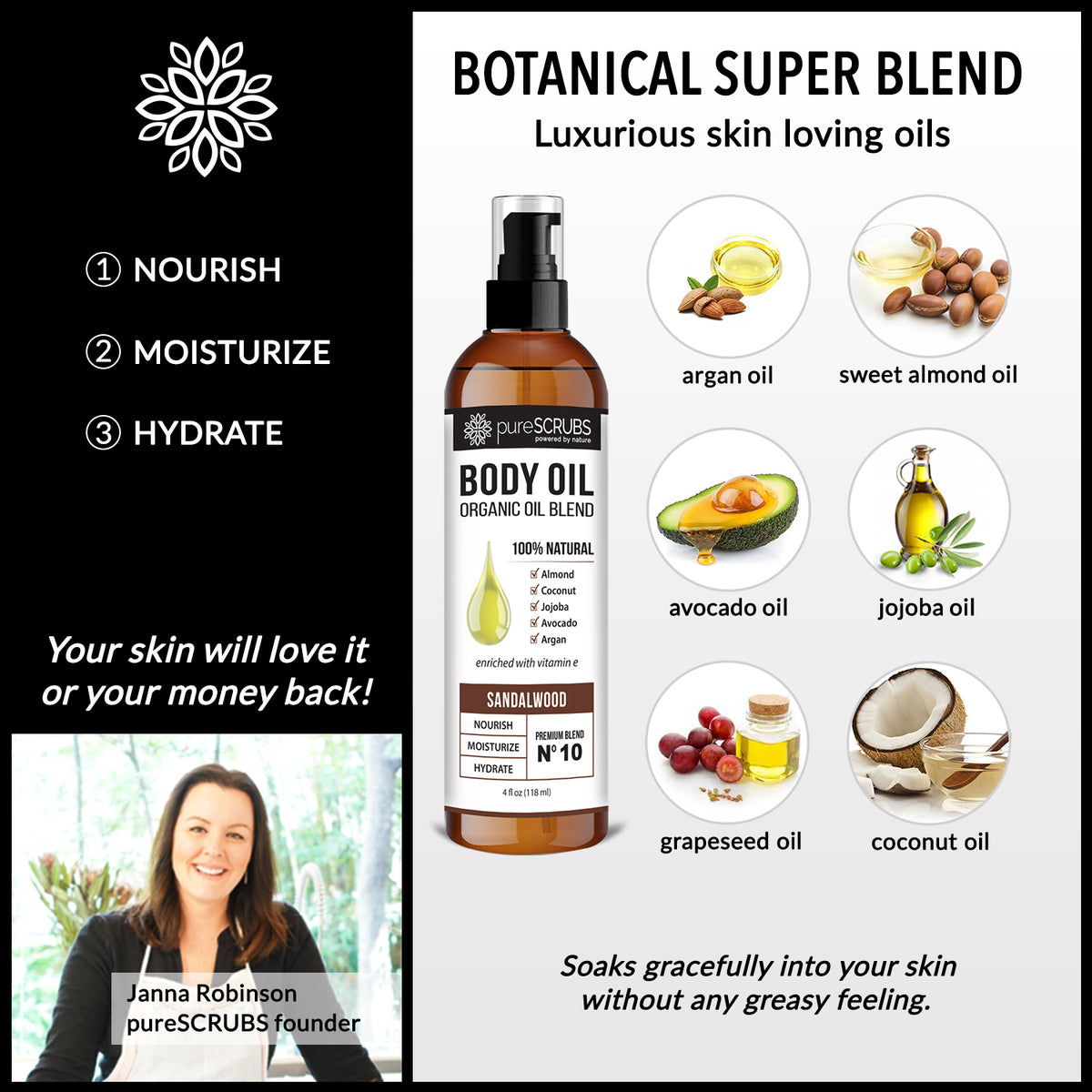 Sandalwood Body Oil / Ultra Moisturizing / Premium Blend #10