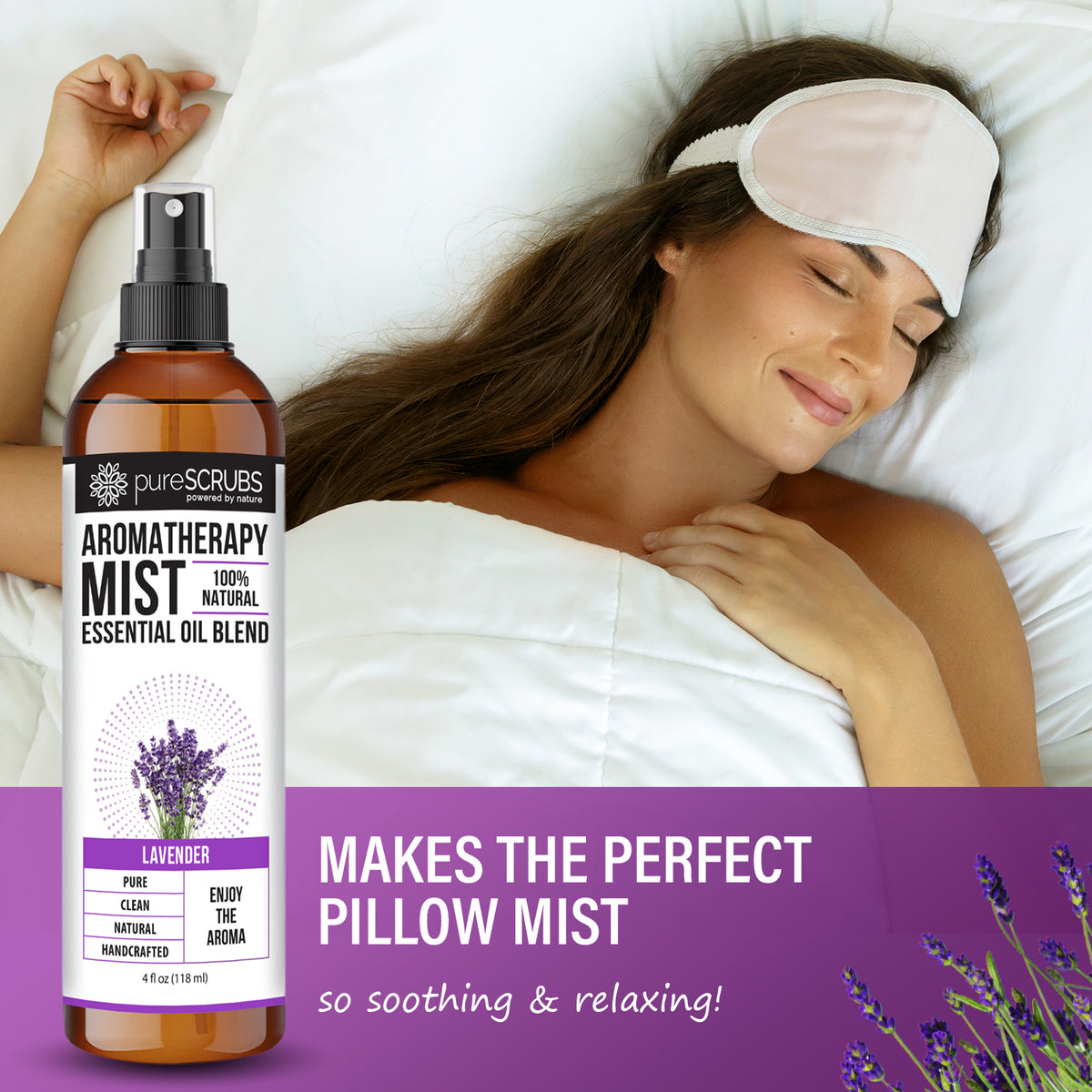 Lavender Aromatherapy Mist - 100% Natural Essential Oil Blend for Room, Body, Linens