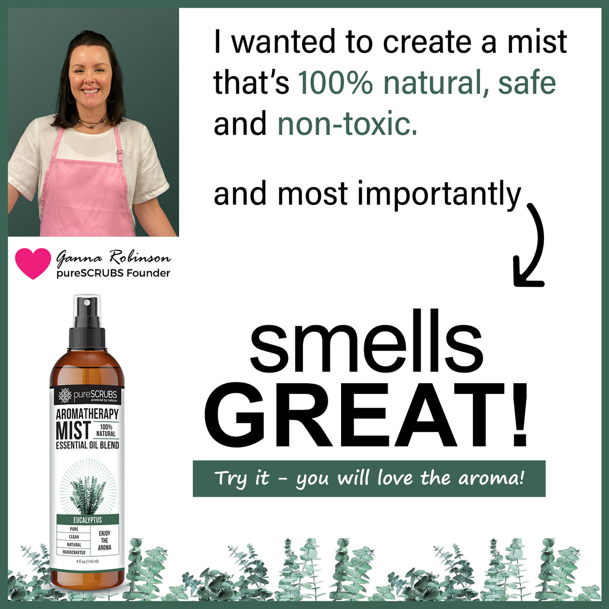 Eucalyptus Aromatherapy Mist - 100% Natural Essential Oil Blend for Room, Body, Linens