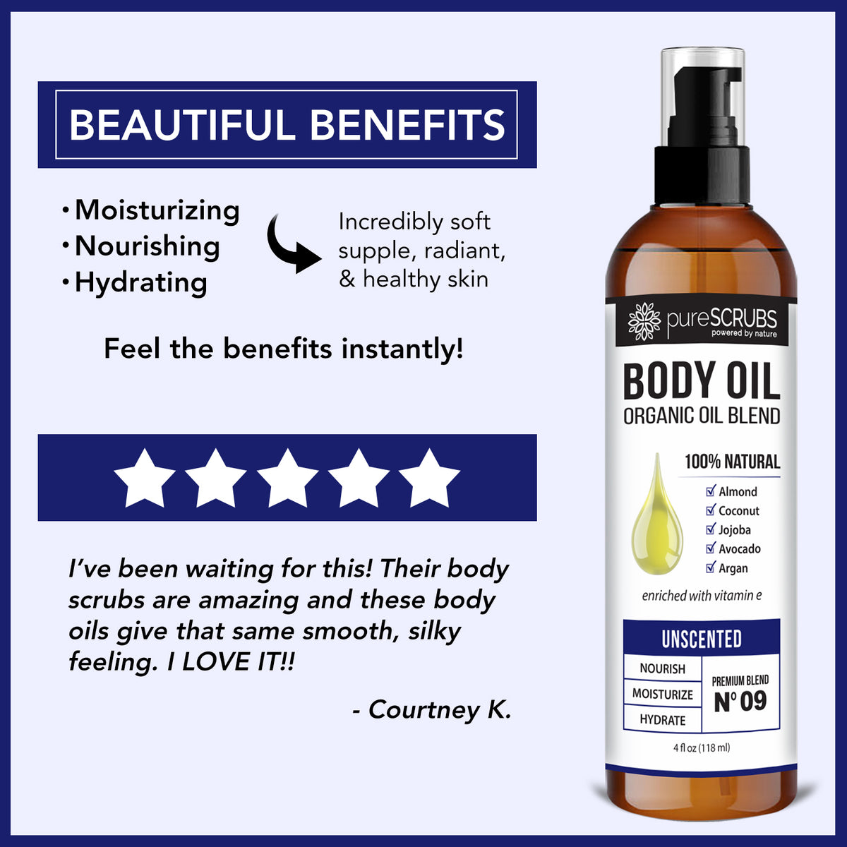 Unscented Body Oil / Ultra Moisturizing / Premium Blend #09