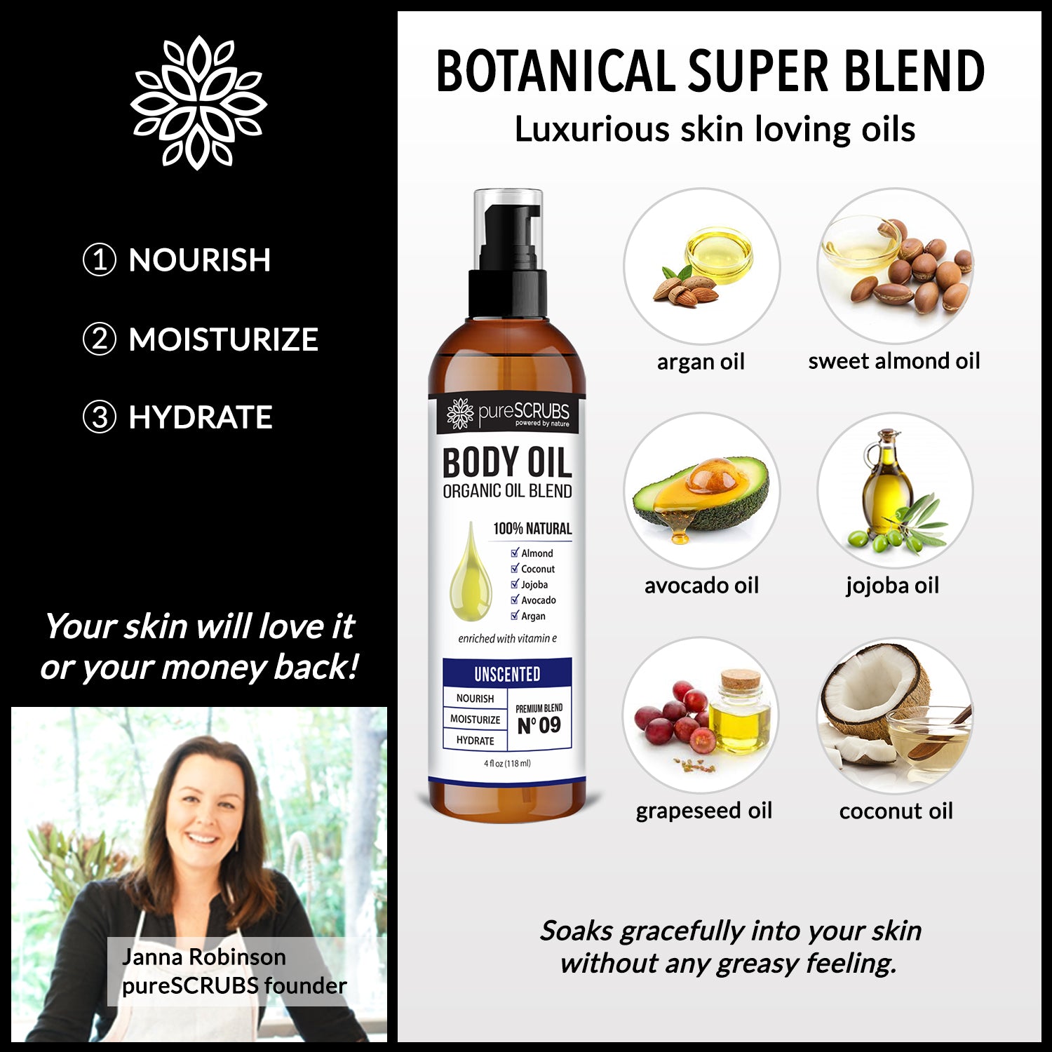 Unscented Body Oil / Ultra Moisturizing / Premium Blend #09