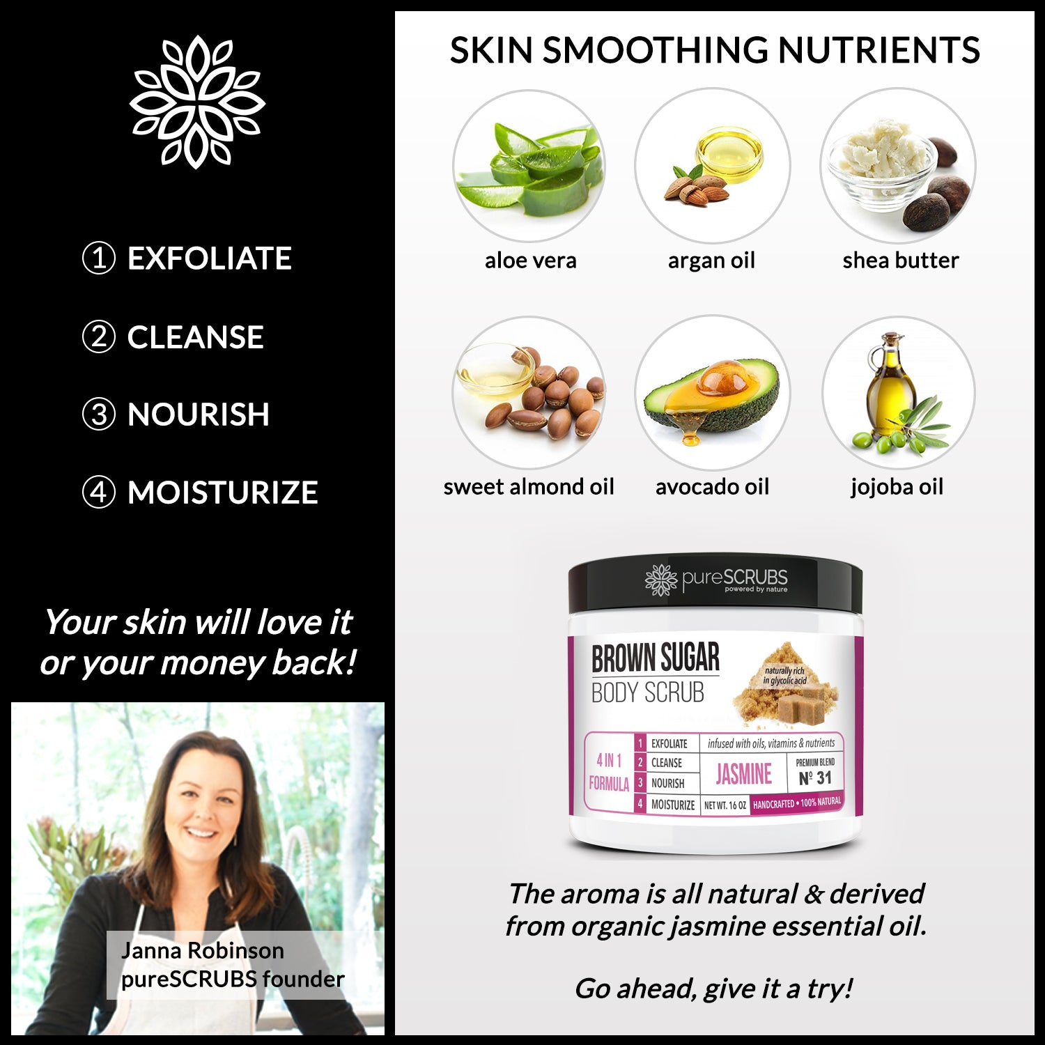 Jasmine Body Scrub / Brown Sugar / Premium Blend #31