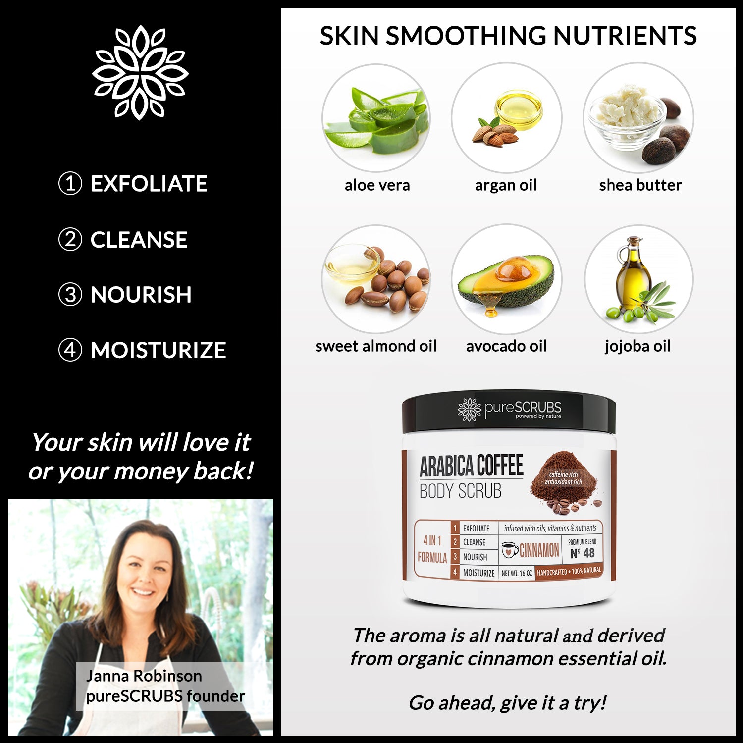 Cinnamon Body Scrub / Arabica Coffee / Premium Blend #48