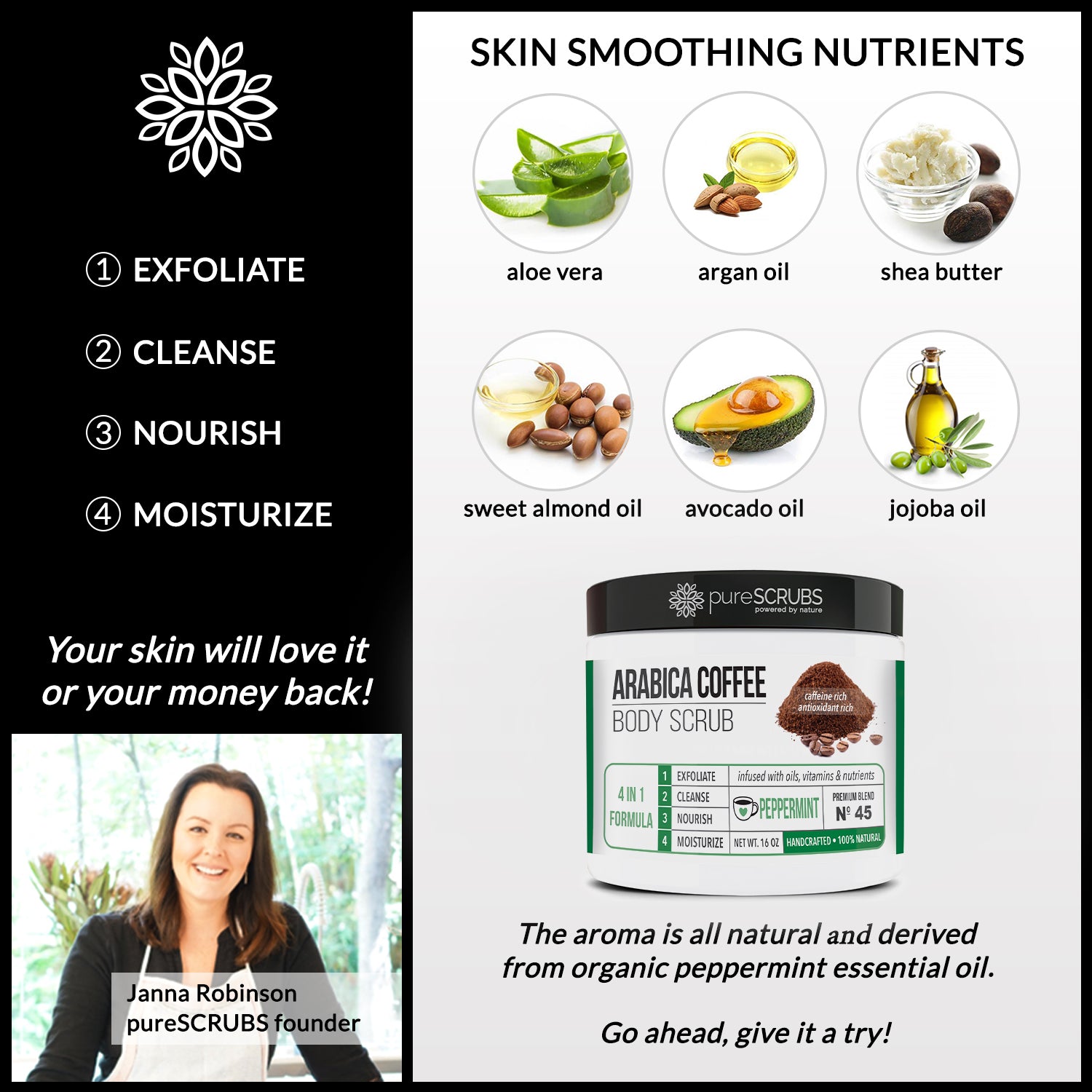 Peppermint Body Scrub / Arabica Coffee / Premium Blend #45