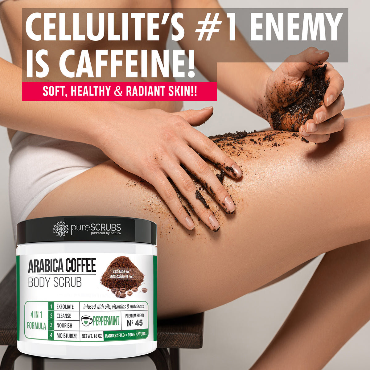 Peppermint Body Scrub / Arabica Coffee / Premium Blend #45