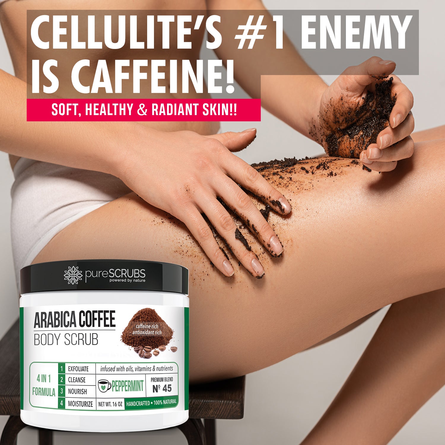 Peppermint Body Scrub / Arabica Coffee / Premium Blend #45