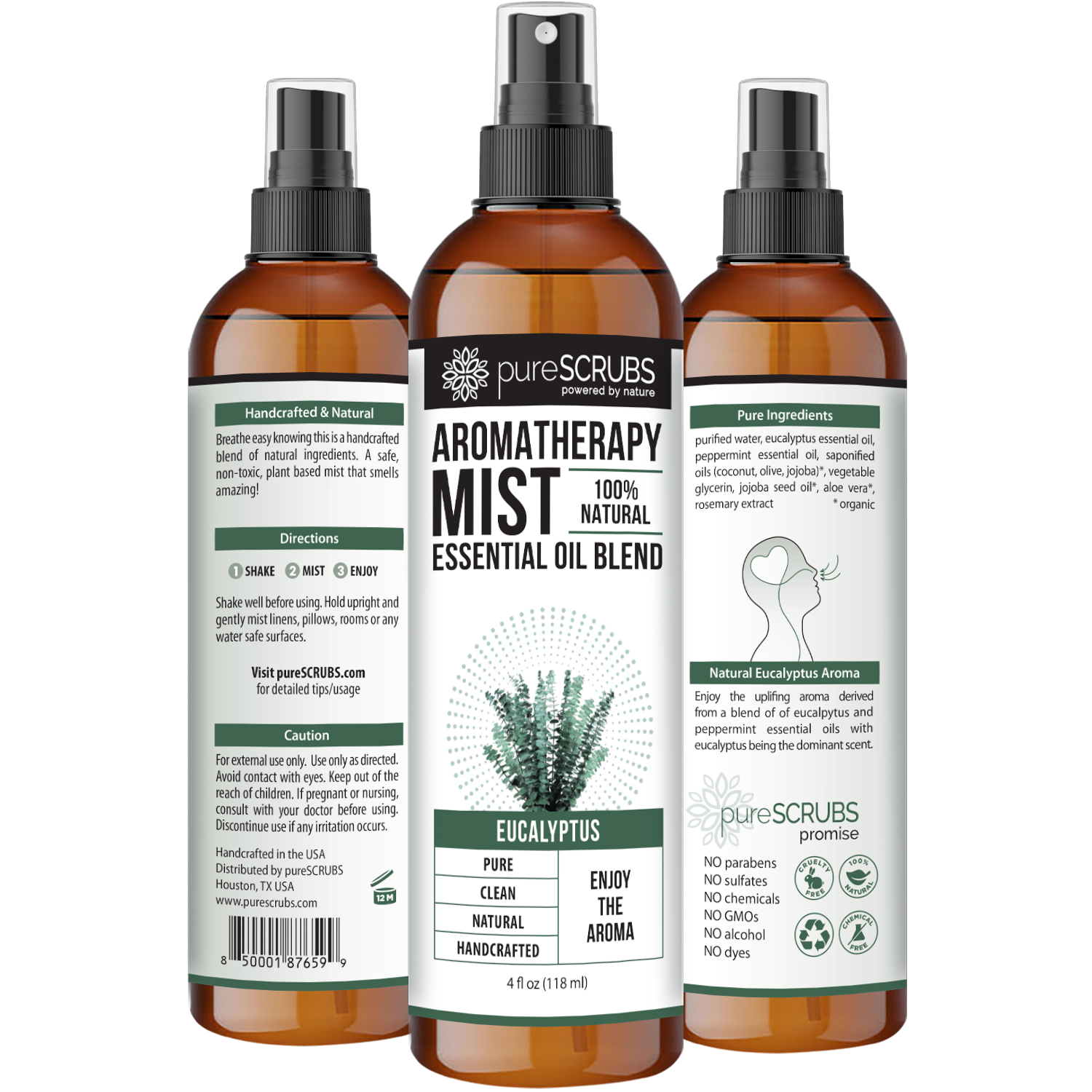 Eucalyptus Aromatherapy Mist - 100% Natural Essential Oil Blend for Room, Body, Linens