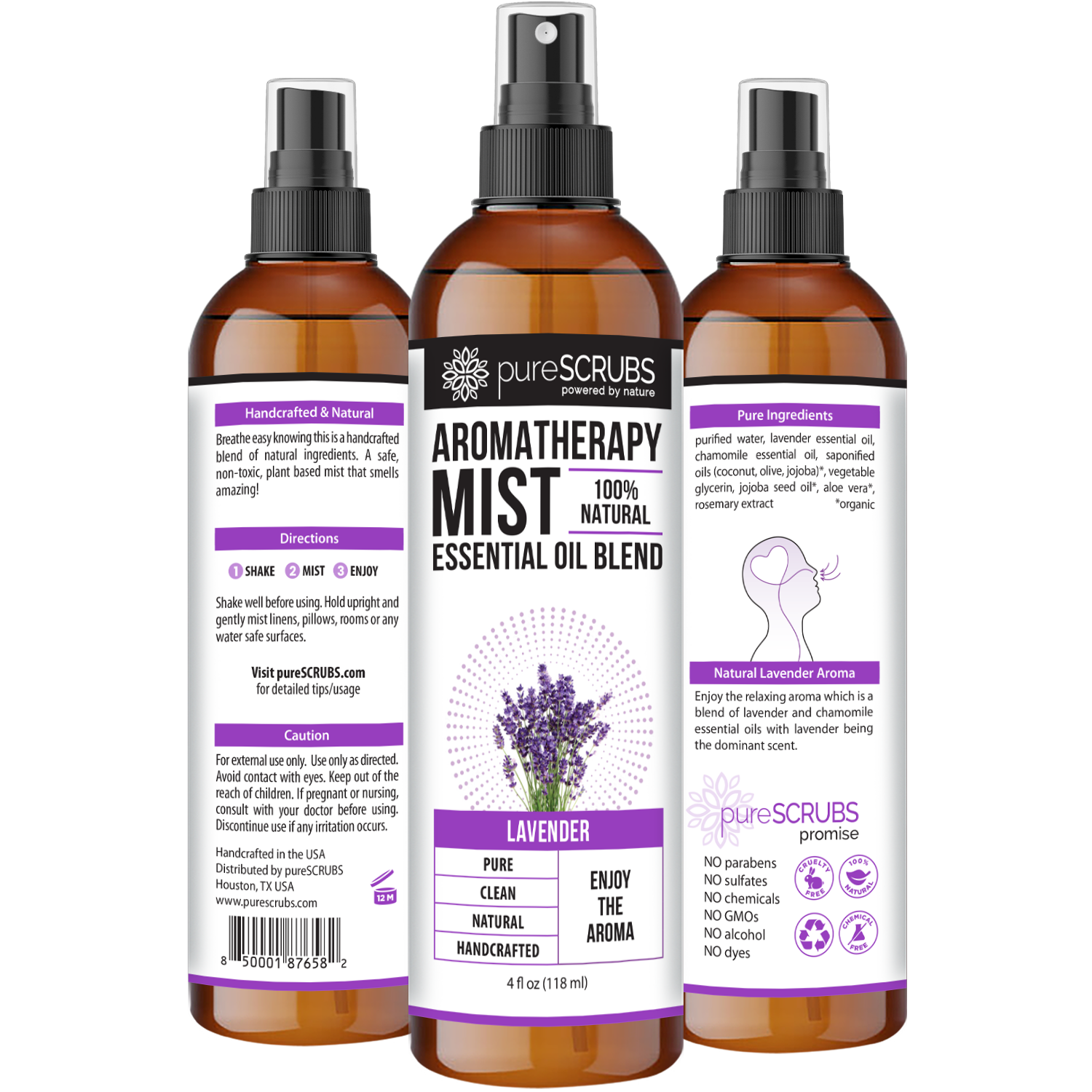 Lavender Aromatherapy Mist - 100% Natural Essential Oil Blend for Room, Body, Linens